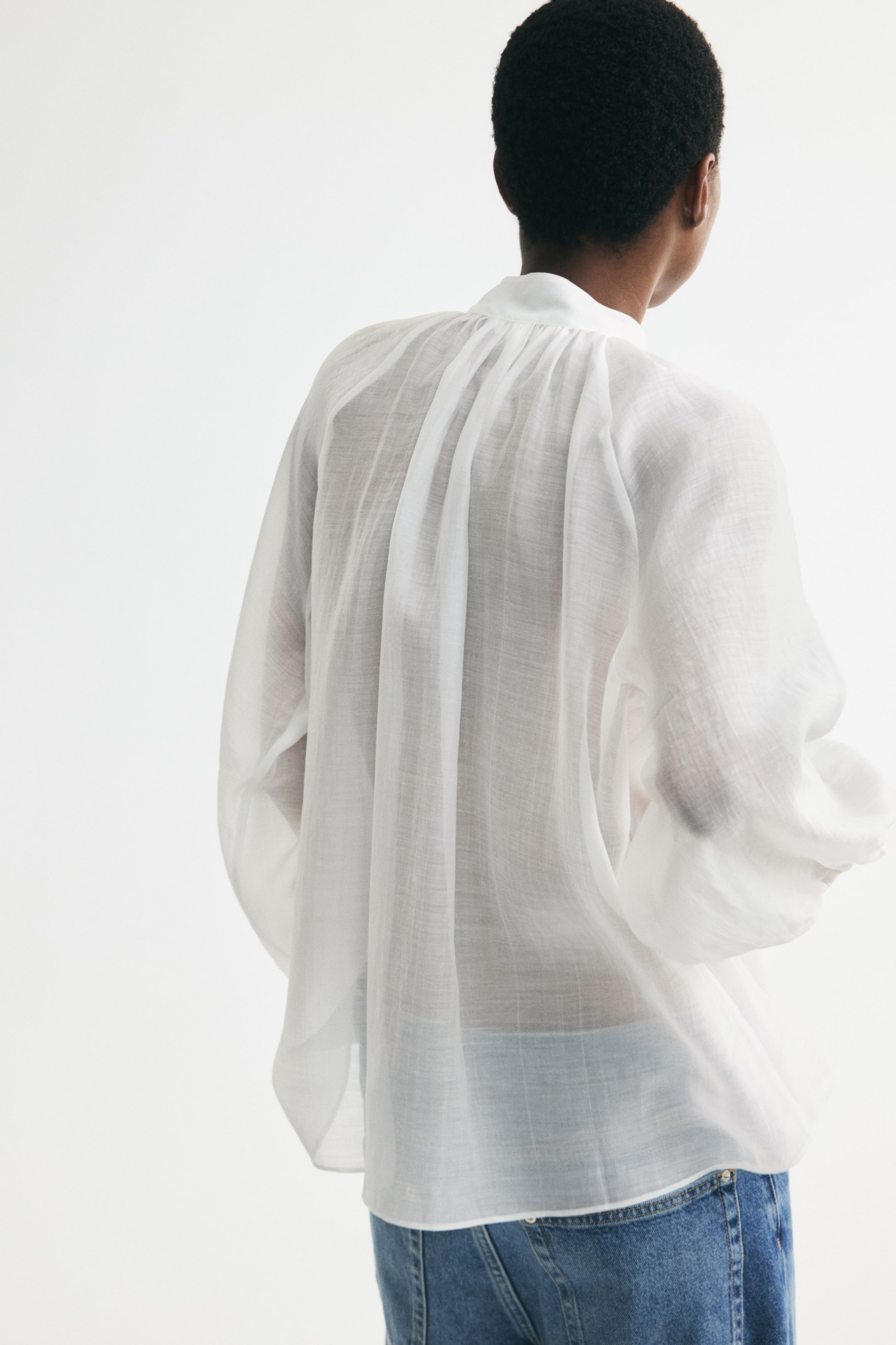 Flounced Lyocell-Blend Blouse