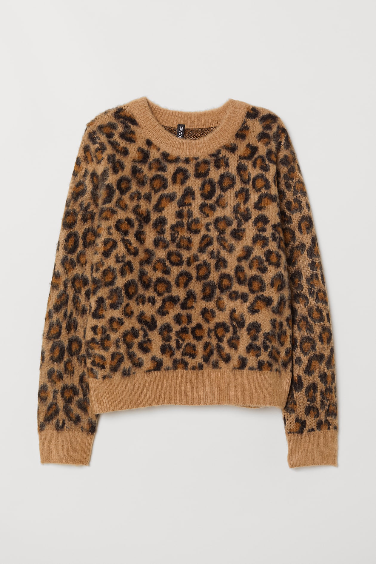 Jacquard-knit Sweater - Long sleeve - Beige/leopard print - Ladies | H&M US