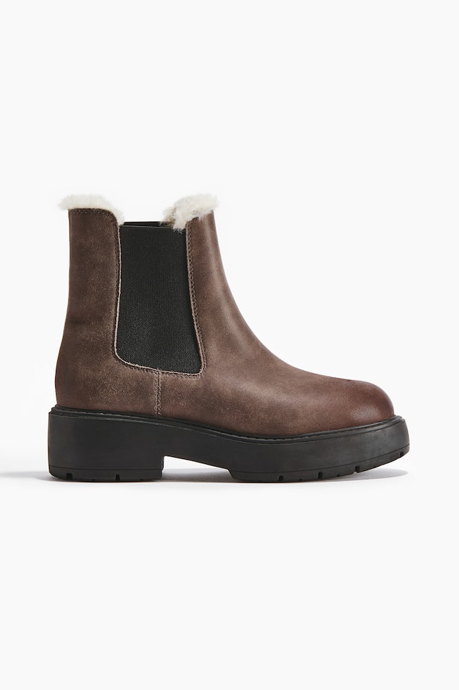 Warm-Lined Chelsea Boots - Dark brown/Black - 1
