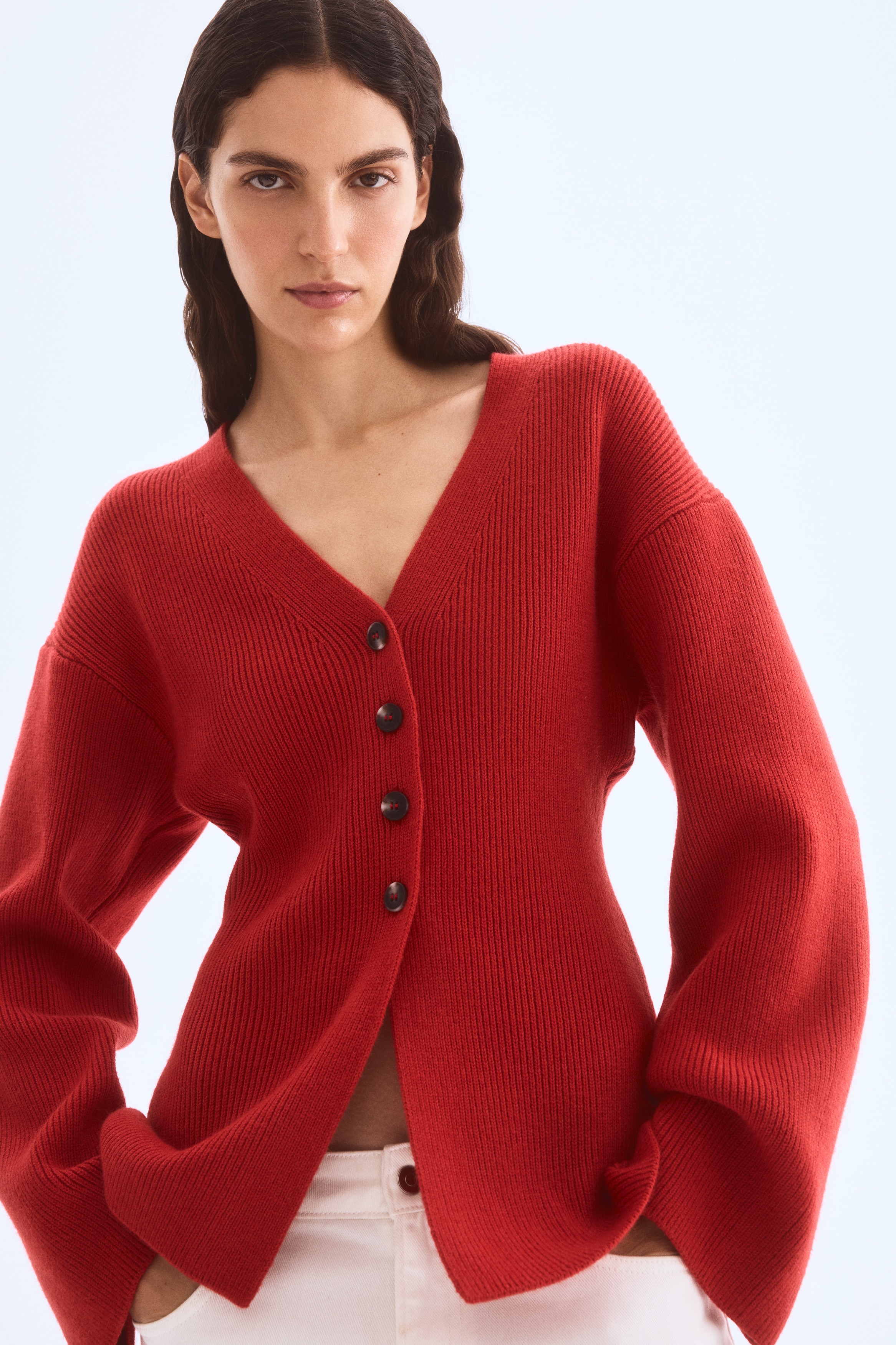 Rib-knit cardigan
