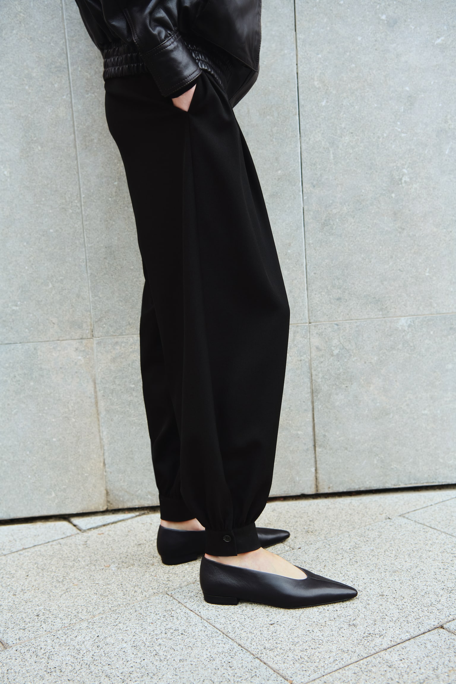 Pleated balloon trousers - Black/Grey marl - 3