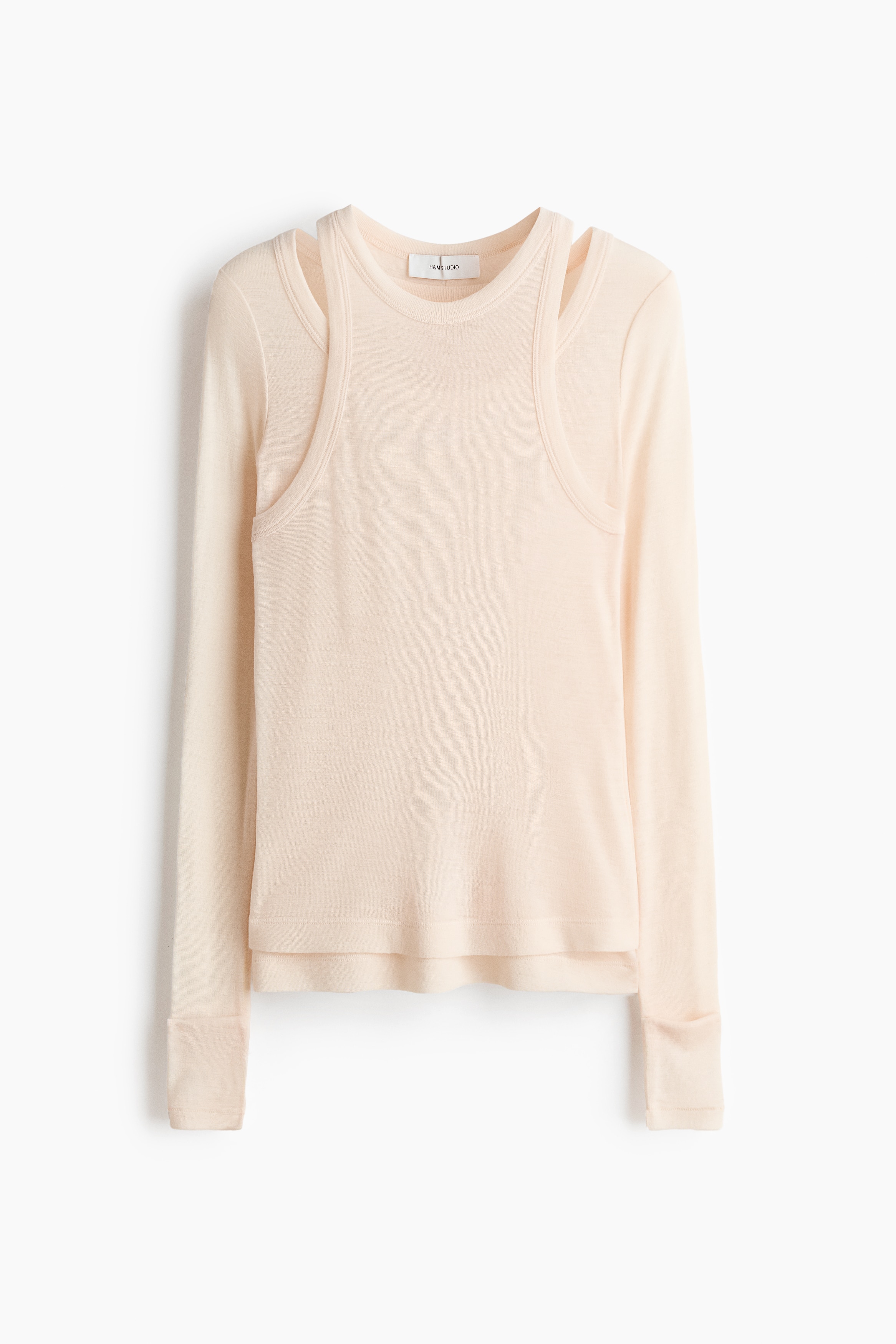 Layered merino wool top - Light beige
