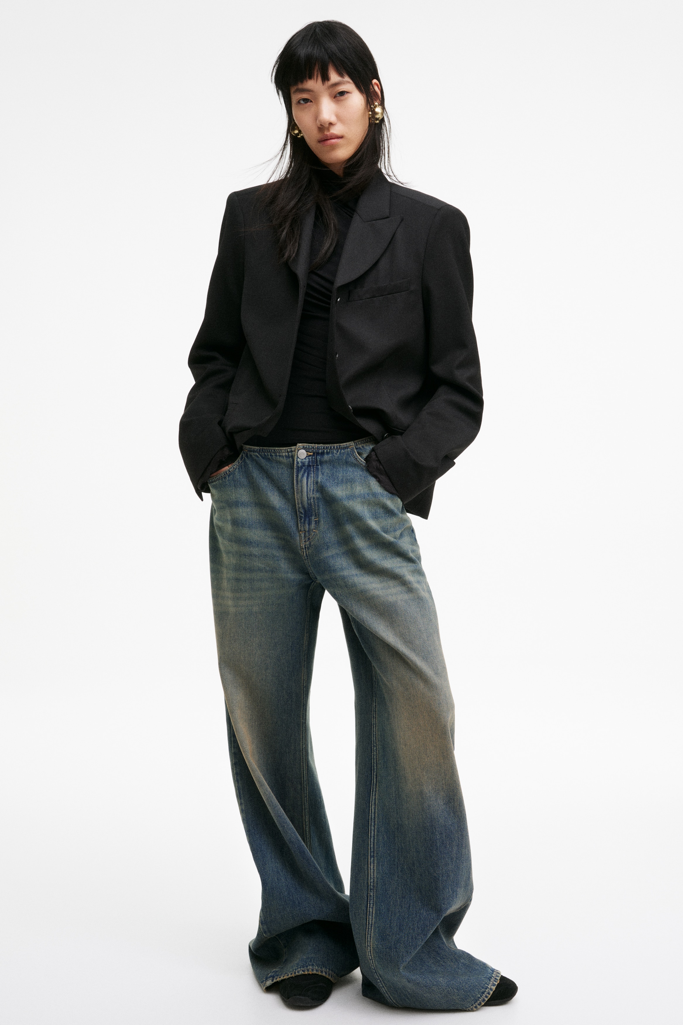 Baggy Low Jeans - Denim blue/Pale pink