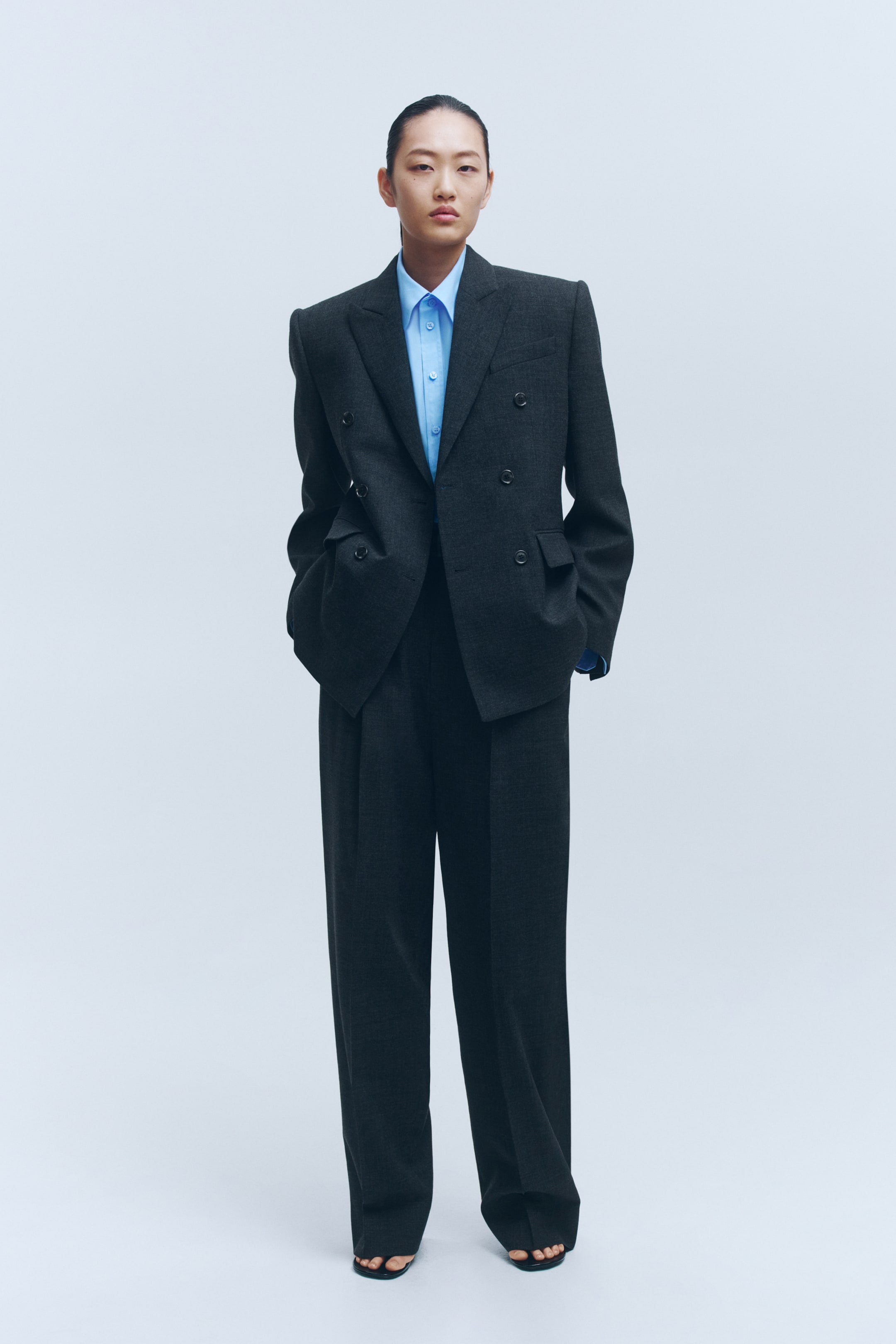 View larger image: Tailored Wool Pants - Dark grey marl - Ladies | H&M US 1
