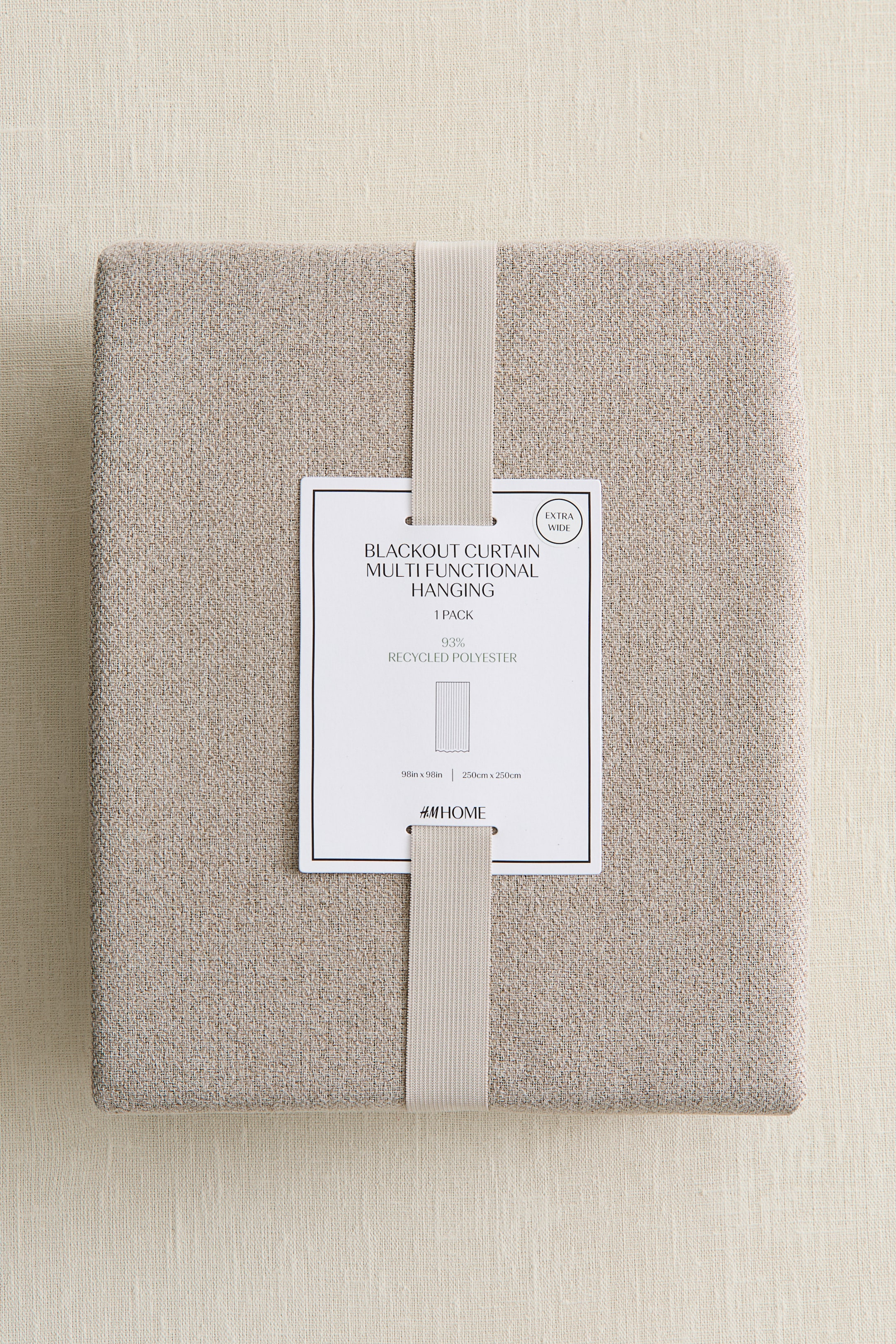 View larger image: 1-pack wide blackout herringbone curtain length - Beige marl - Home All | H&M GB 3