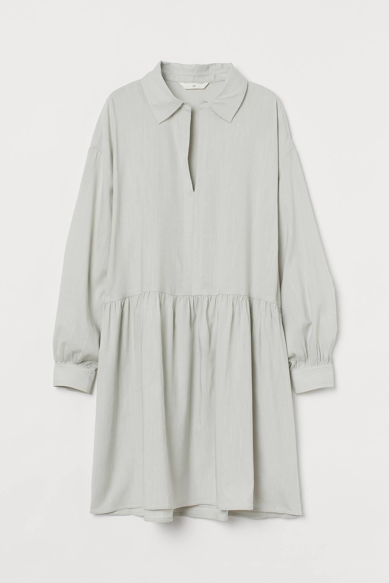 Airy dress - V-neck - Long sleeve - Light dusky green - Ladies | H&M GB