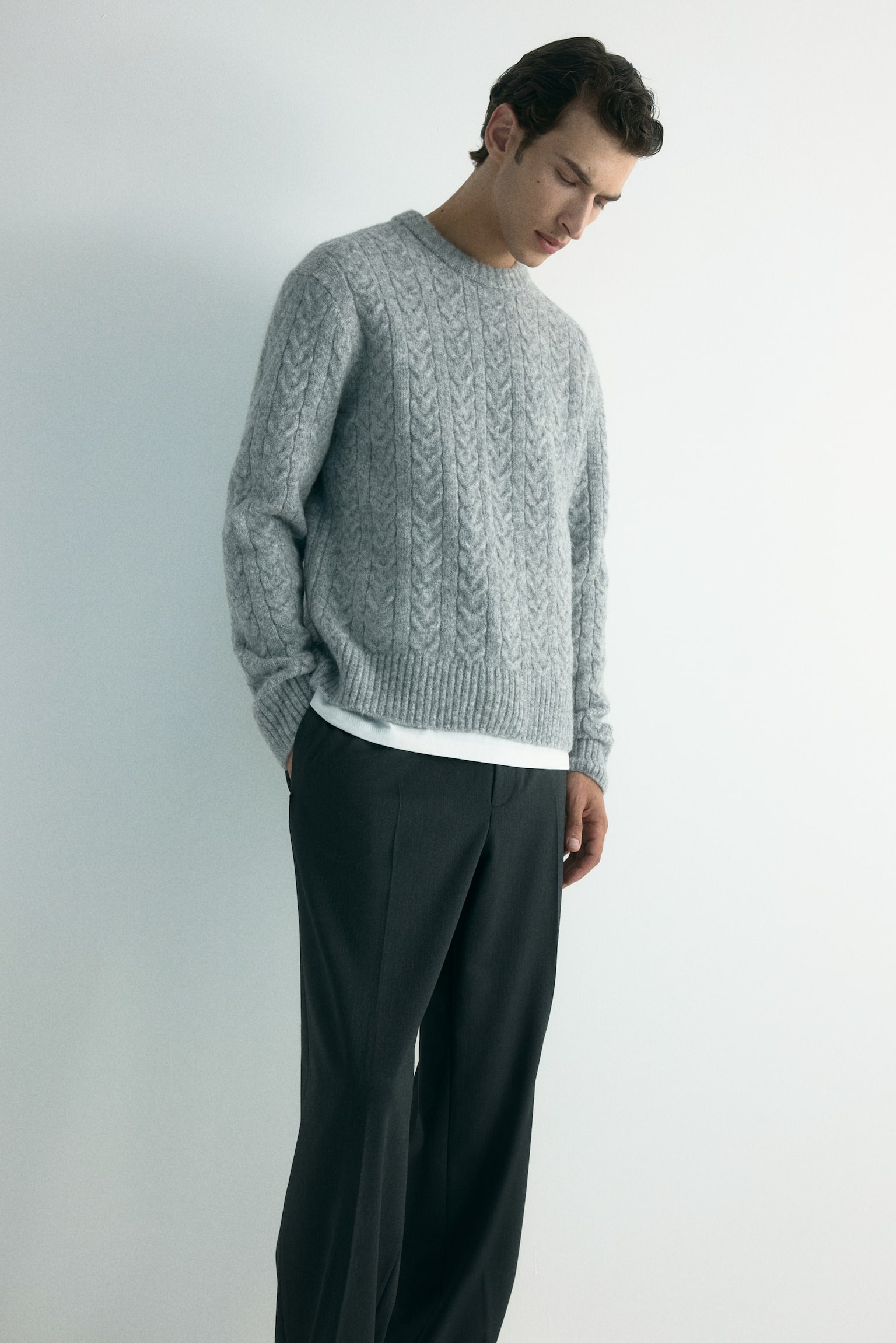 Relaxed Fit Trousers - Dark grey/Black/Beige marl - 7