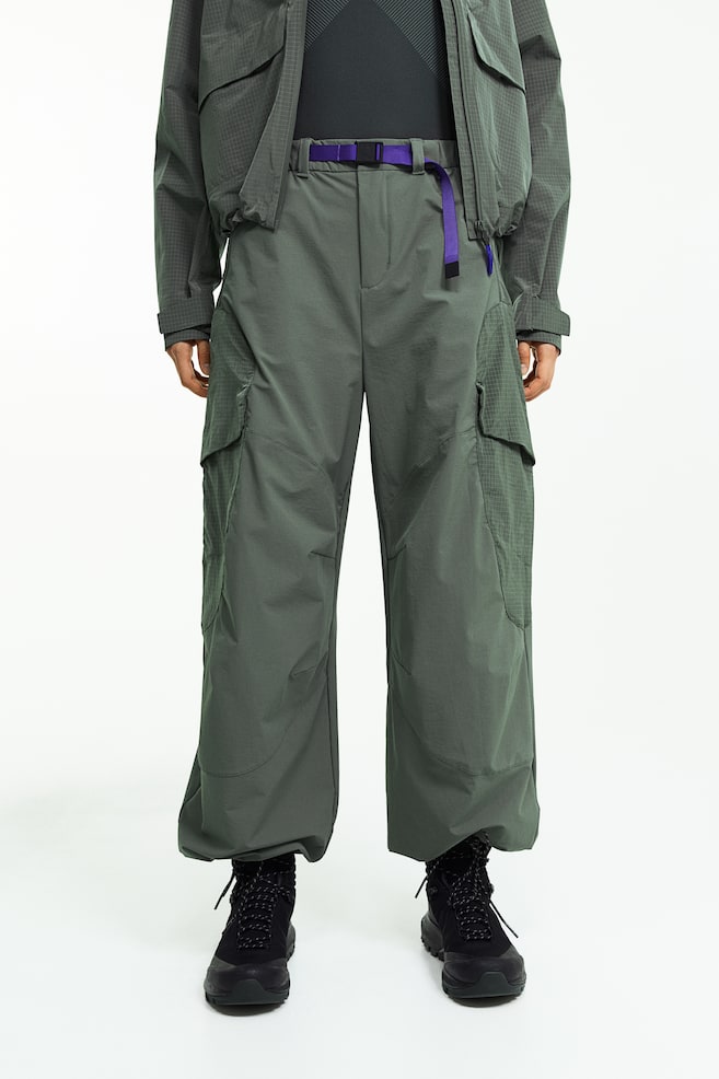 Outdoor parachute trousers - Dark khaki green/Black - 4