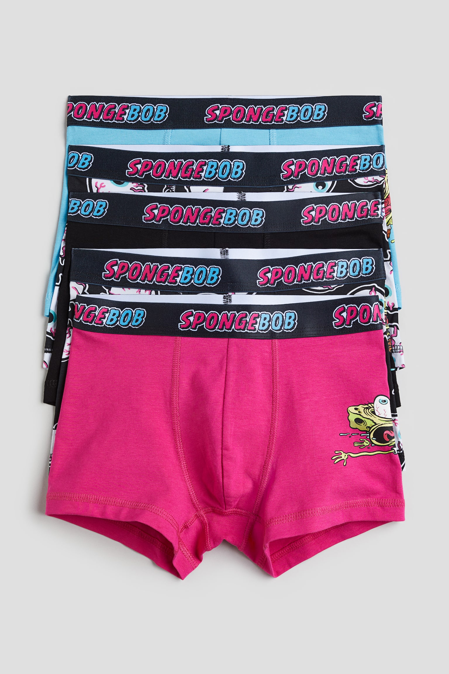 5-pack trunks - Pink/SpongeBob SquarePants/Black/SmileyWorld®/Light grey marl/Garfield/White/SmileyWorld® - 1