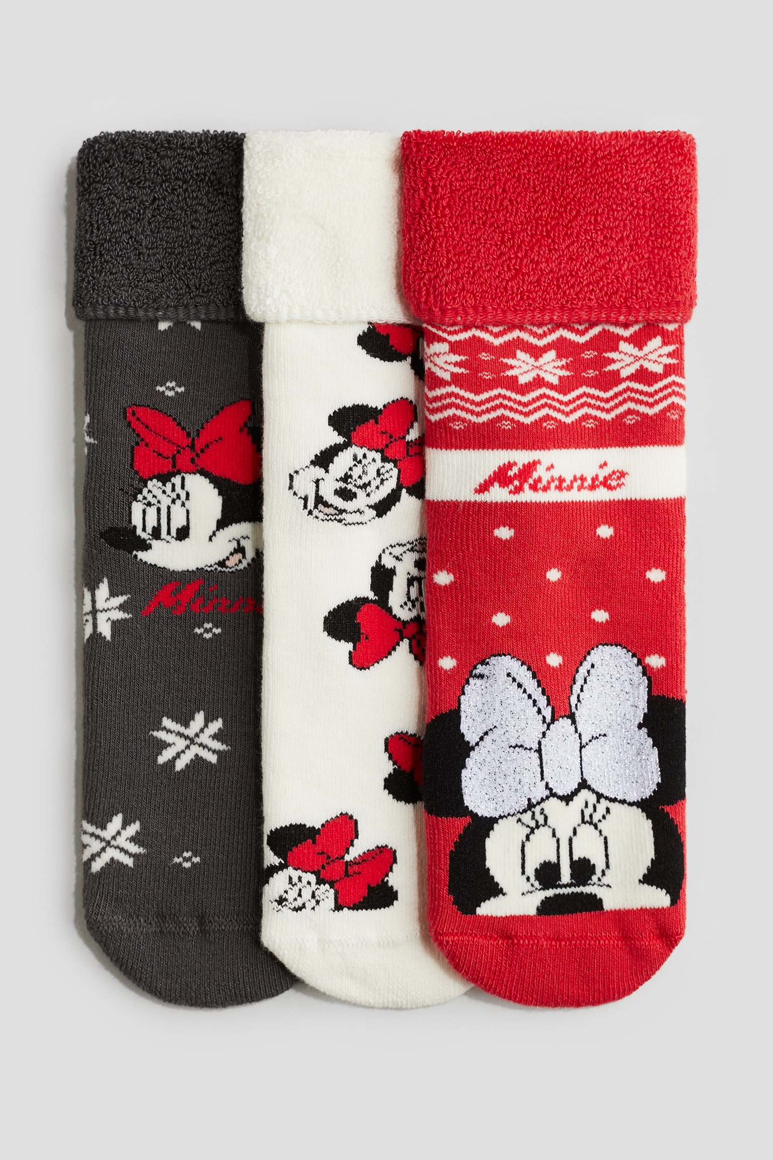 3-pack jacquard-knit terry socks - Red/Minnie Mouse - 1