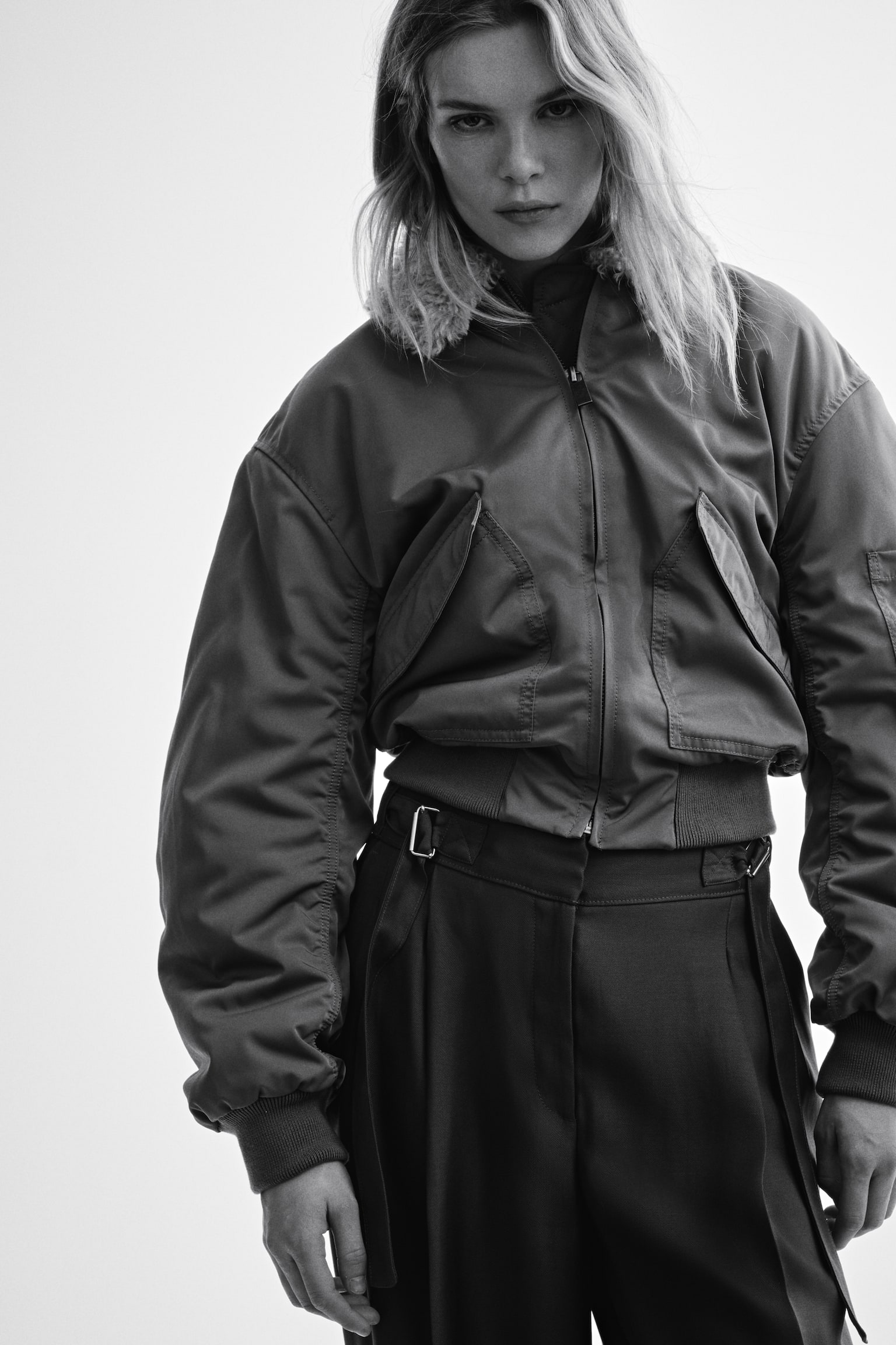 Wide belt-detail trousers - Dark khaki green/Black - 6