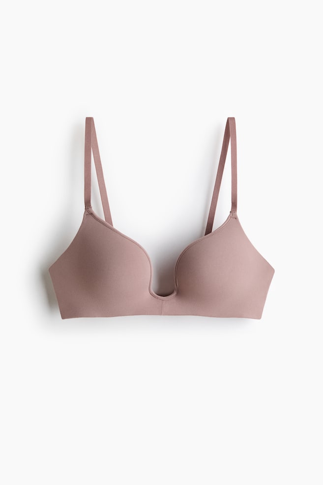 Bügelloser Push-up-BH aus Microfaser - Altrosé/Schwarz - 1
