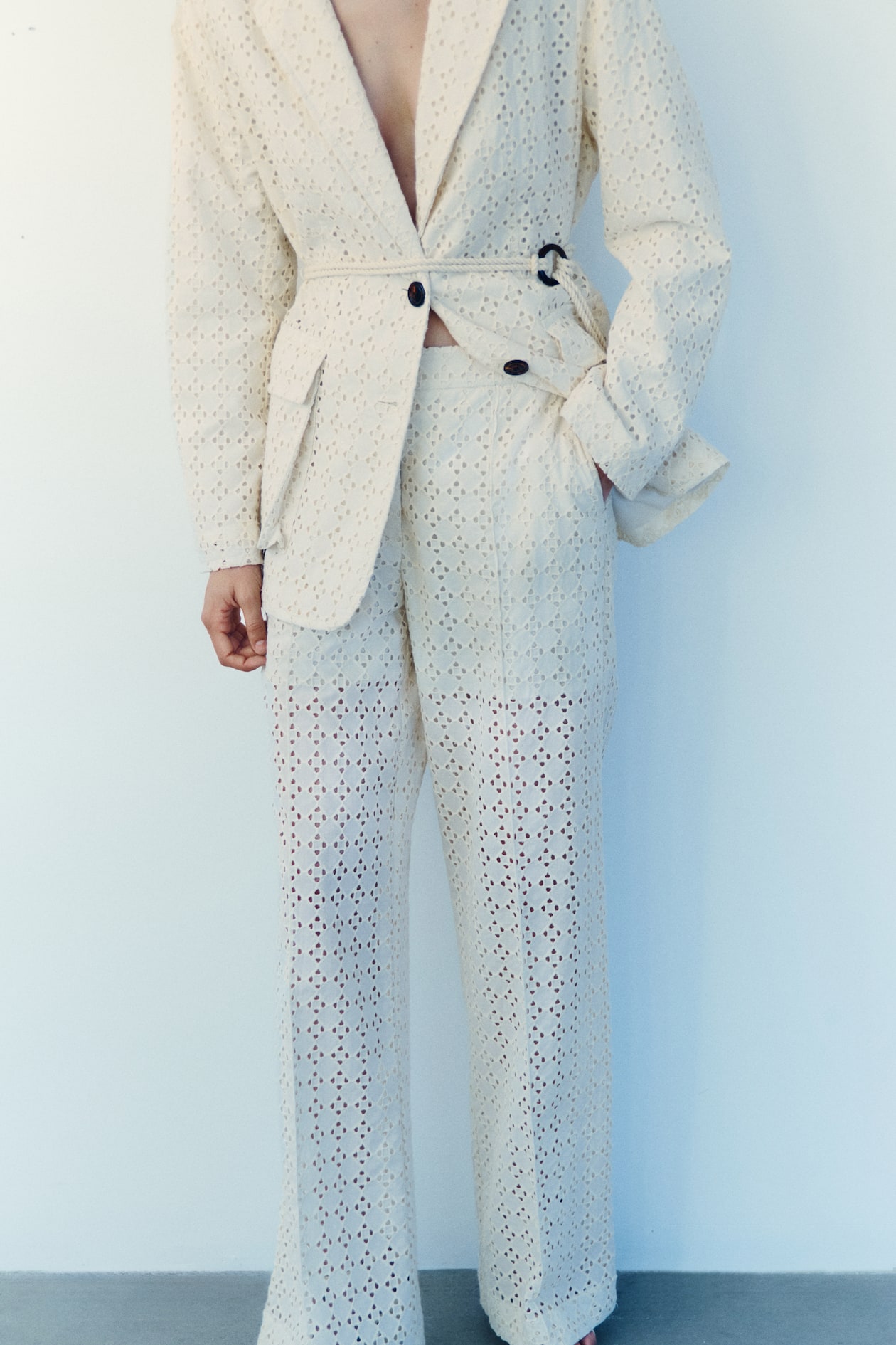 Eyelet-Embroidered Dress Pants - image 5