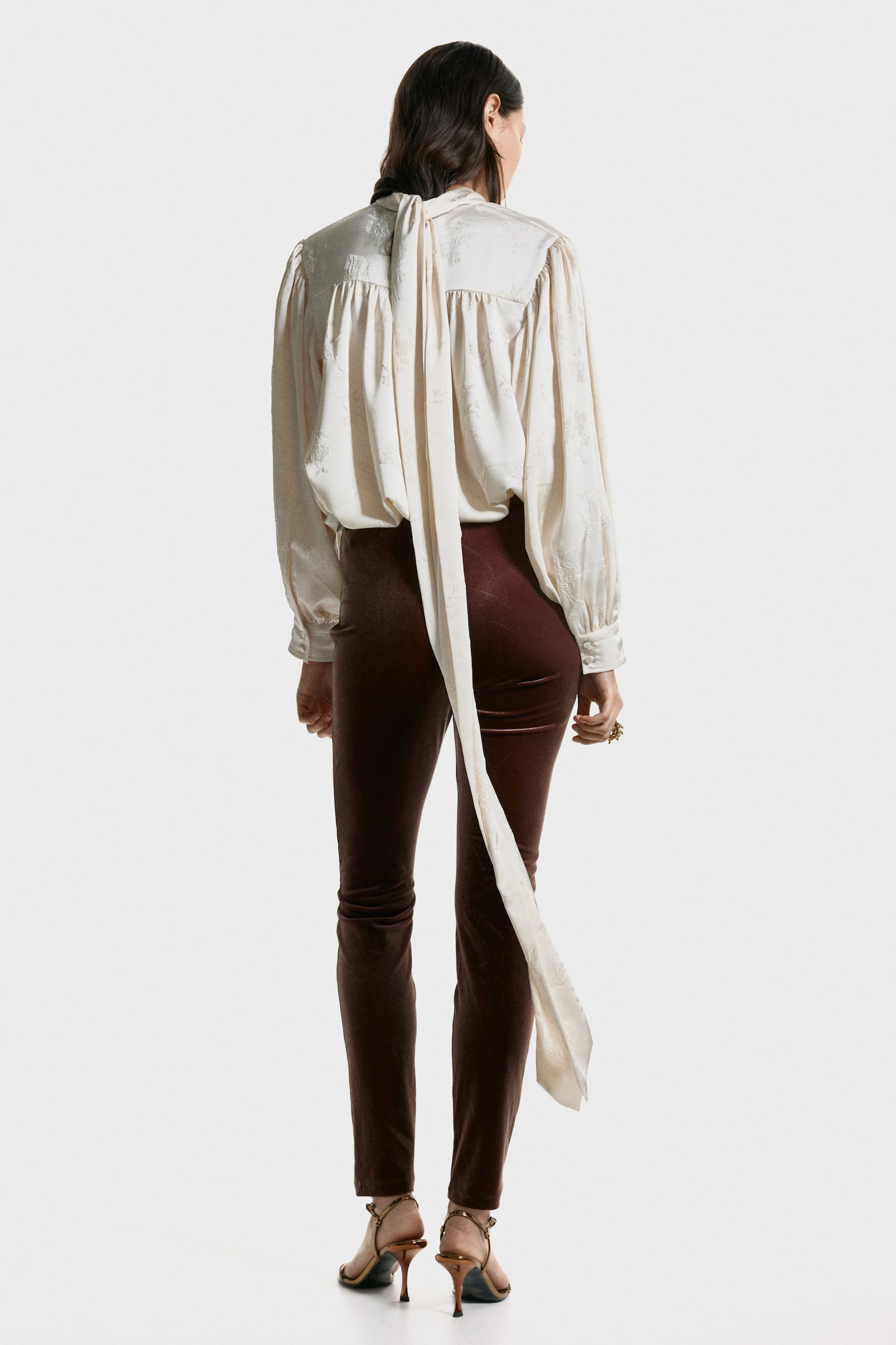 Sametové kalhoty - Tmavě hnědá - 7