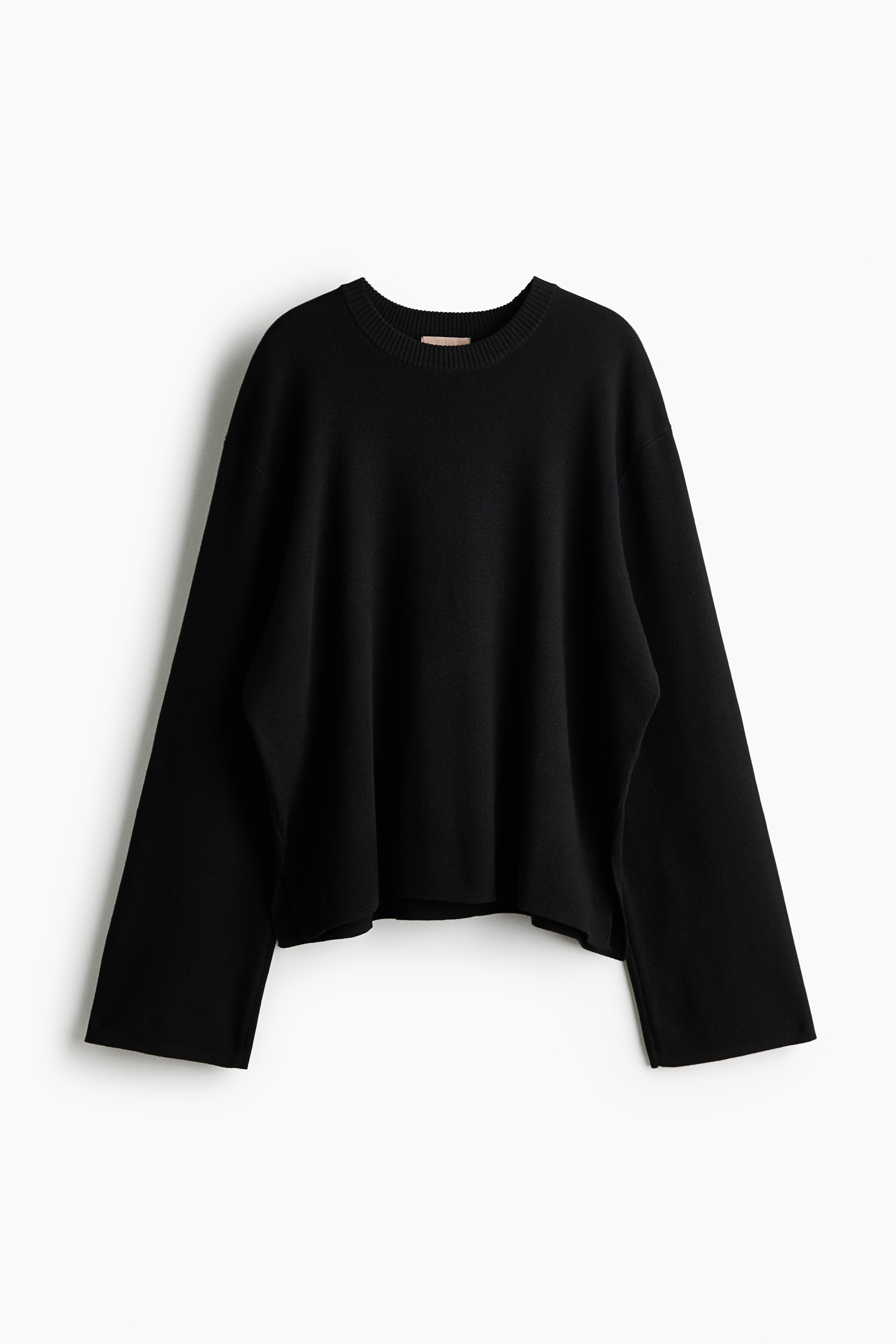 Oversized fine-knit jumper - Black/Dark brown/Light beige marl