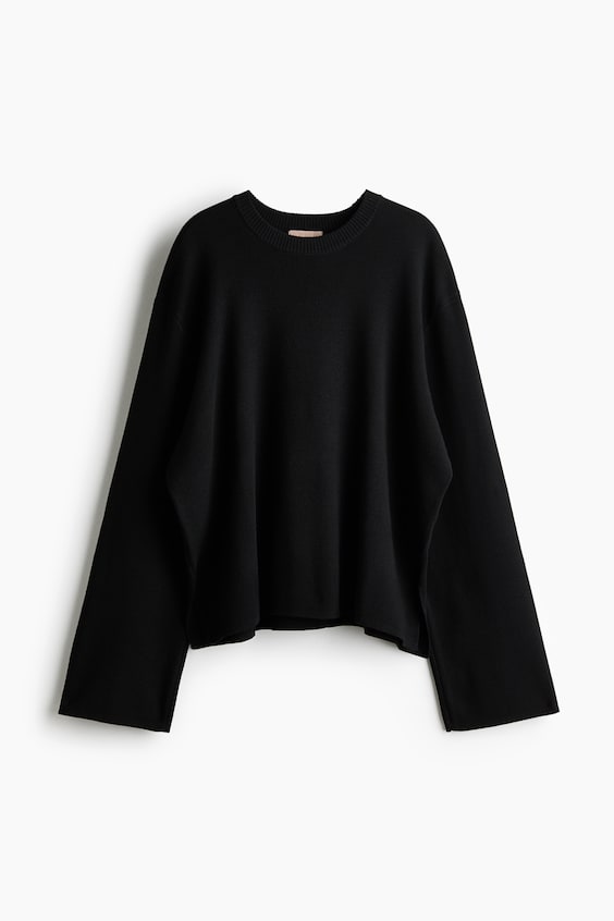 Женский свитер H&M Oversized Fine-Knit, цвет: Чёрный