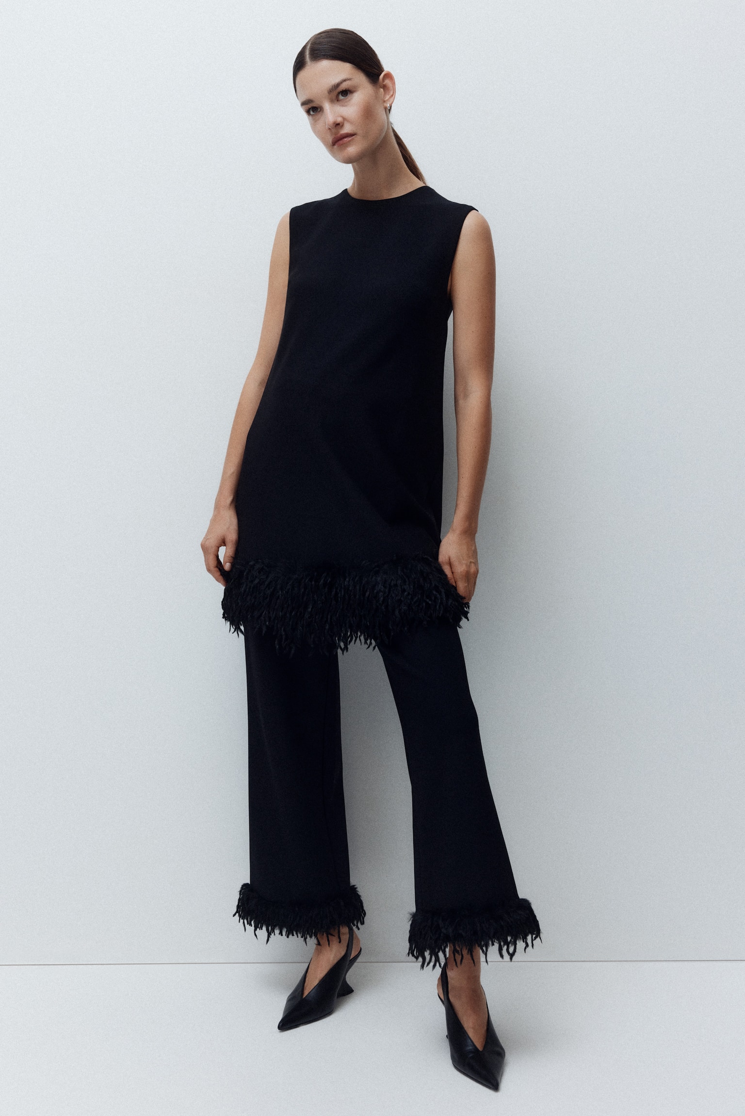 MAMA Fringed trousers - Black - 6