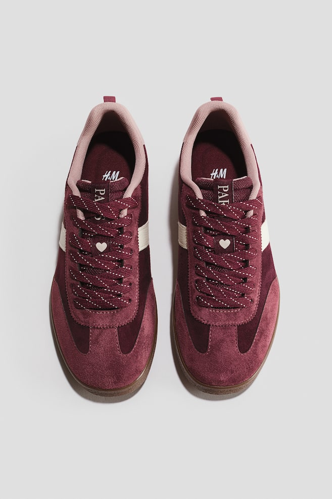 Retro-style trainers - Dark plum red/Colour-blocked - 1
