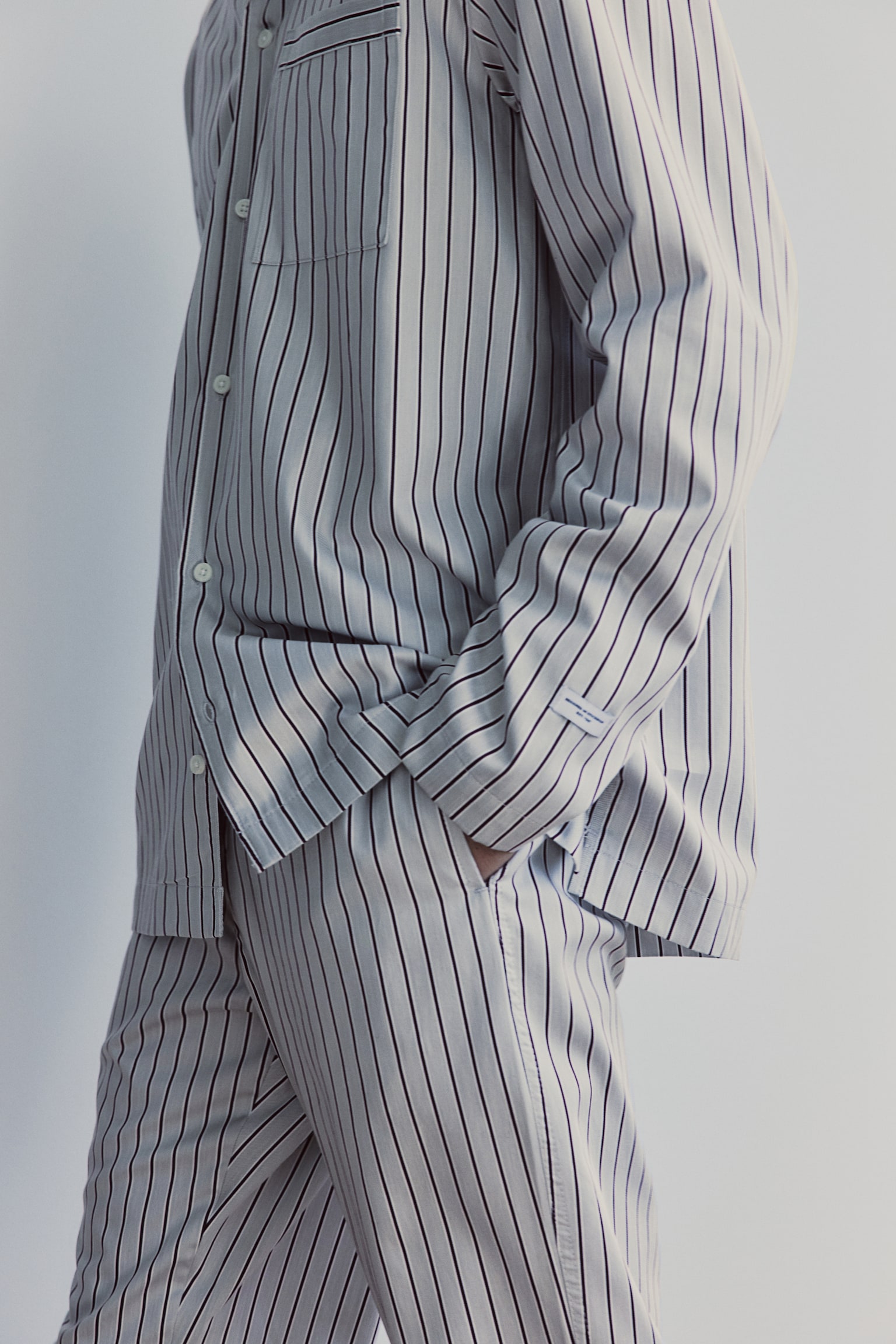 Relaxed Fit Pyjamas - White/Red striped/Light blue/Pinstriped - 3