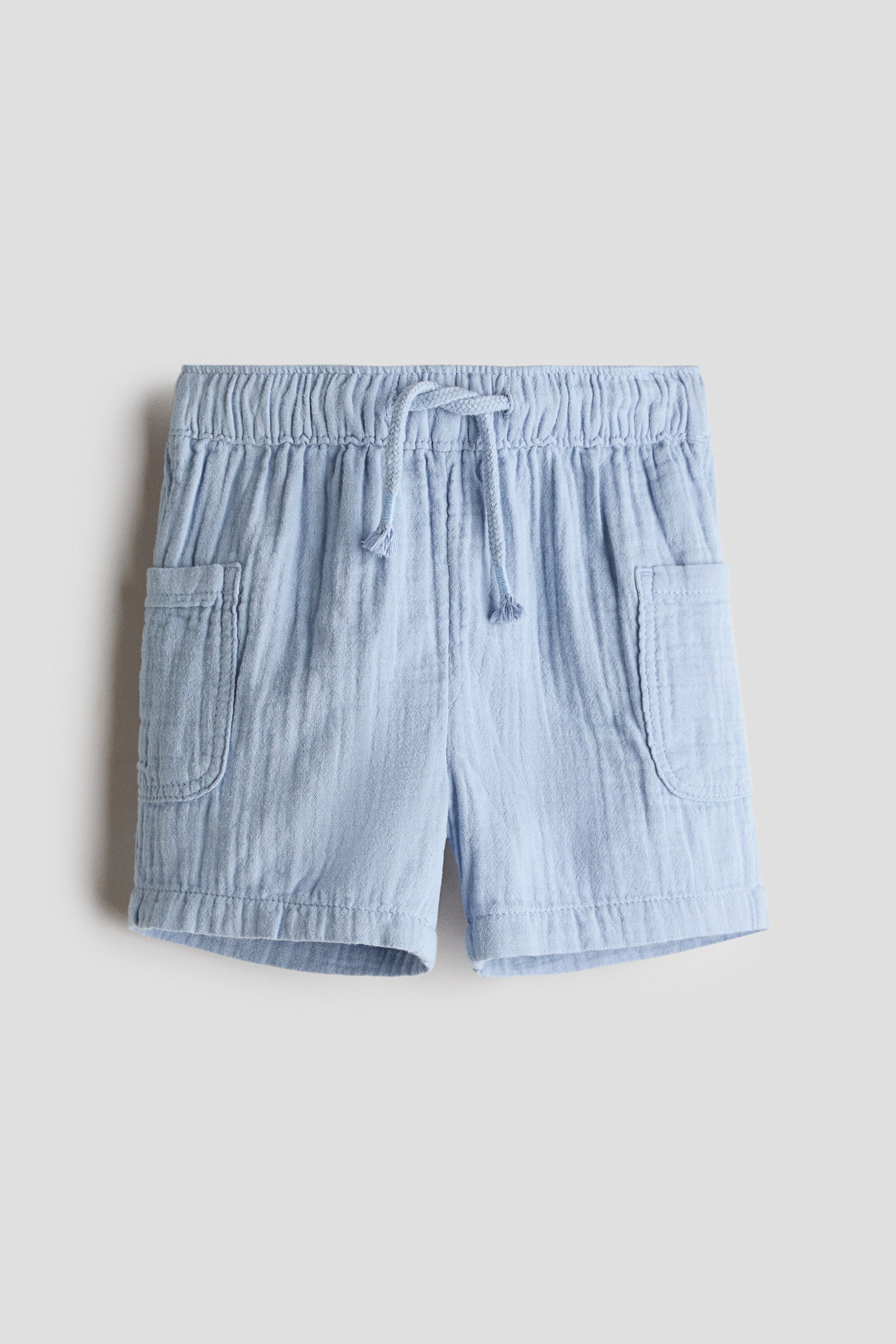 Short en mousseline de coton - Bleu clair/Bleu foncé - 1