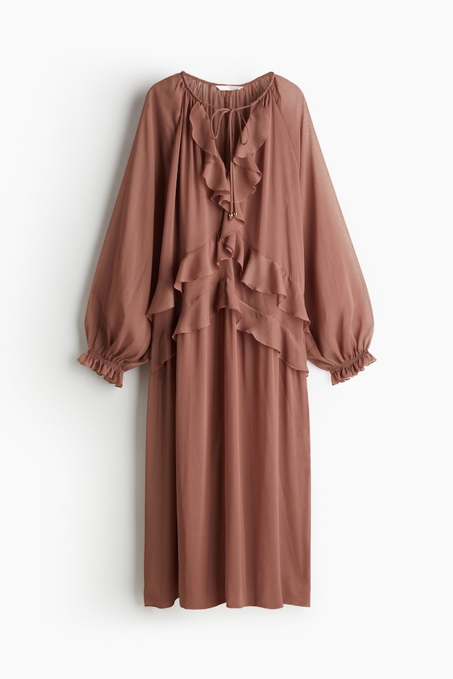 Maxi-jurk van chiffon - Dusty bruin - 1