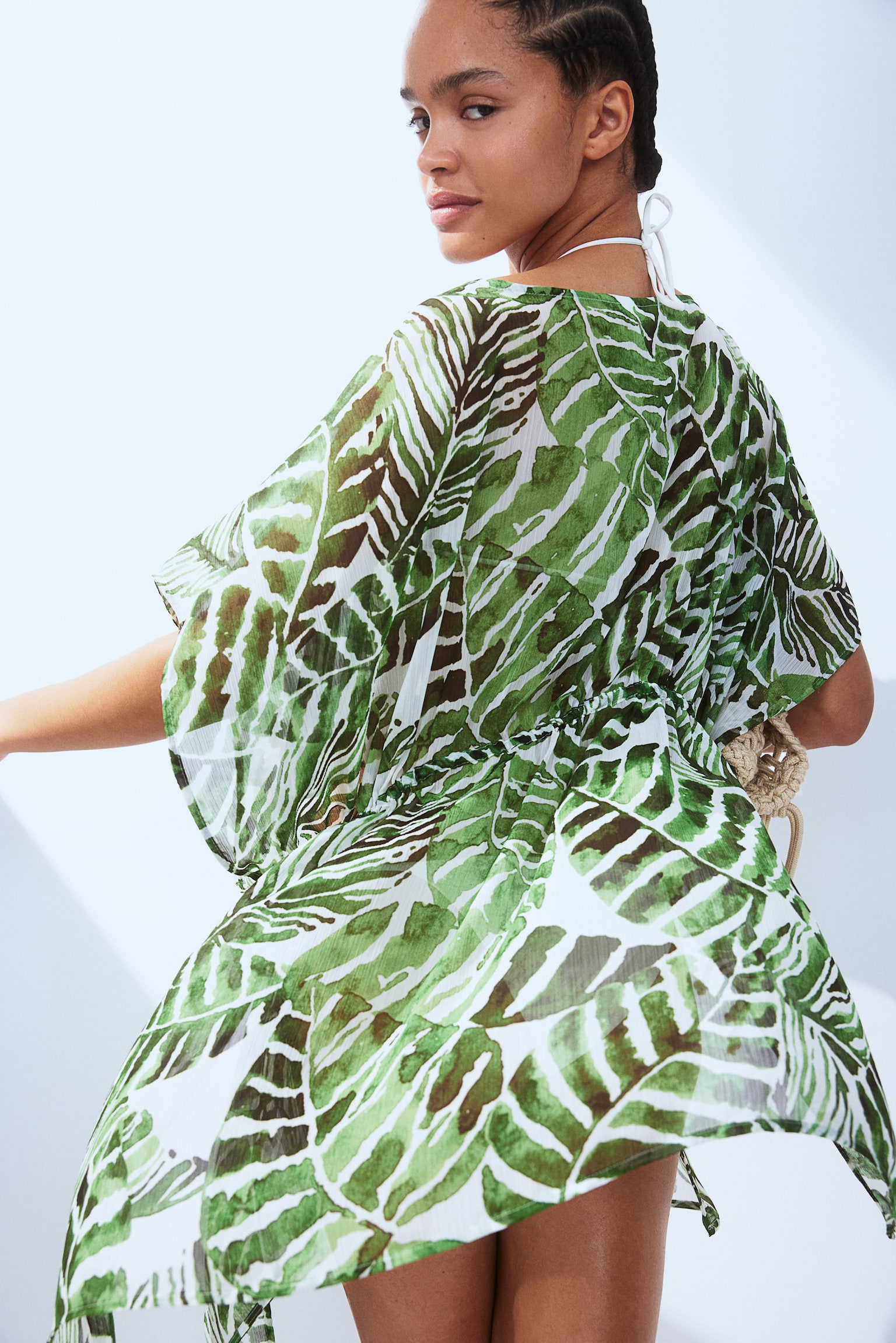 Beach kaftan - Green/Leaves/Black/Dark brown/Pattern - 1