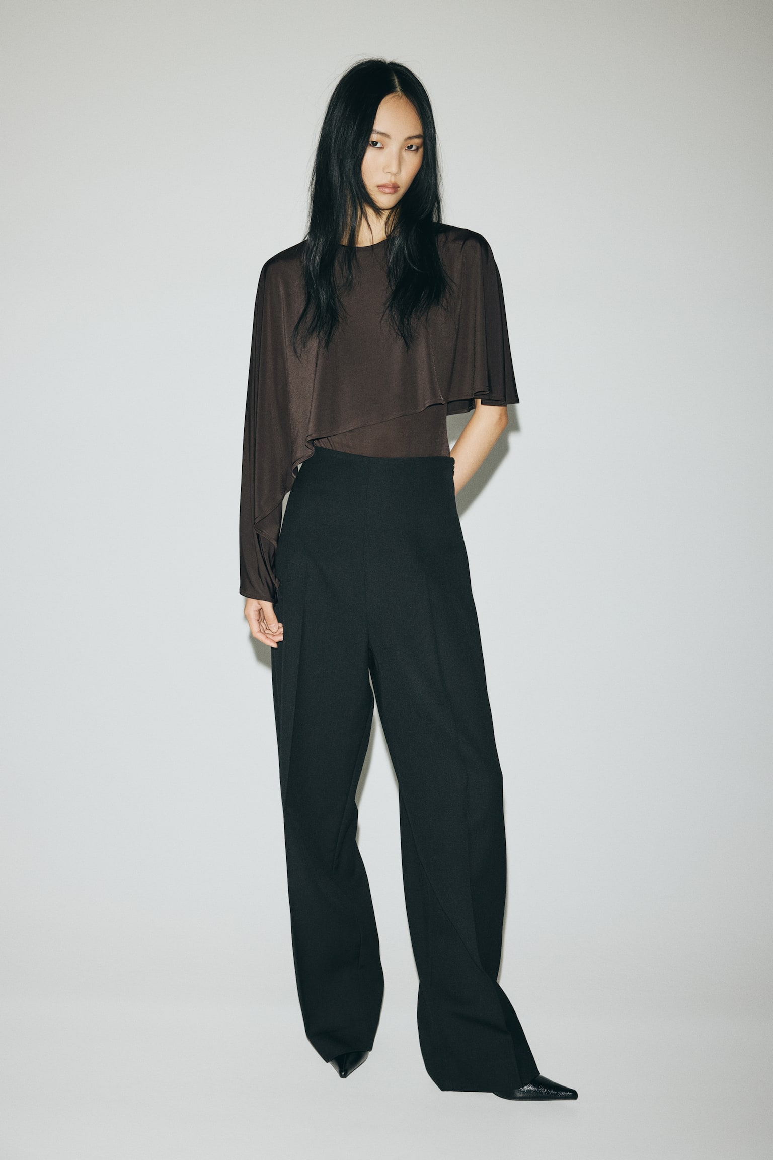 Κορμάκι τάνγκα με διακοσμητική κάπα - Σκούρο καφέ - 5