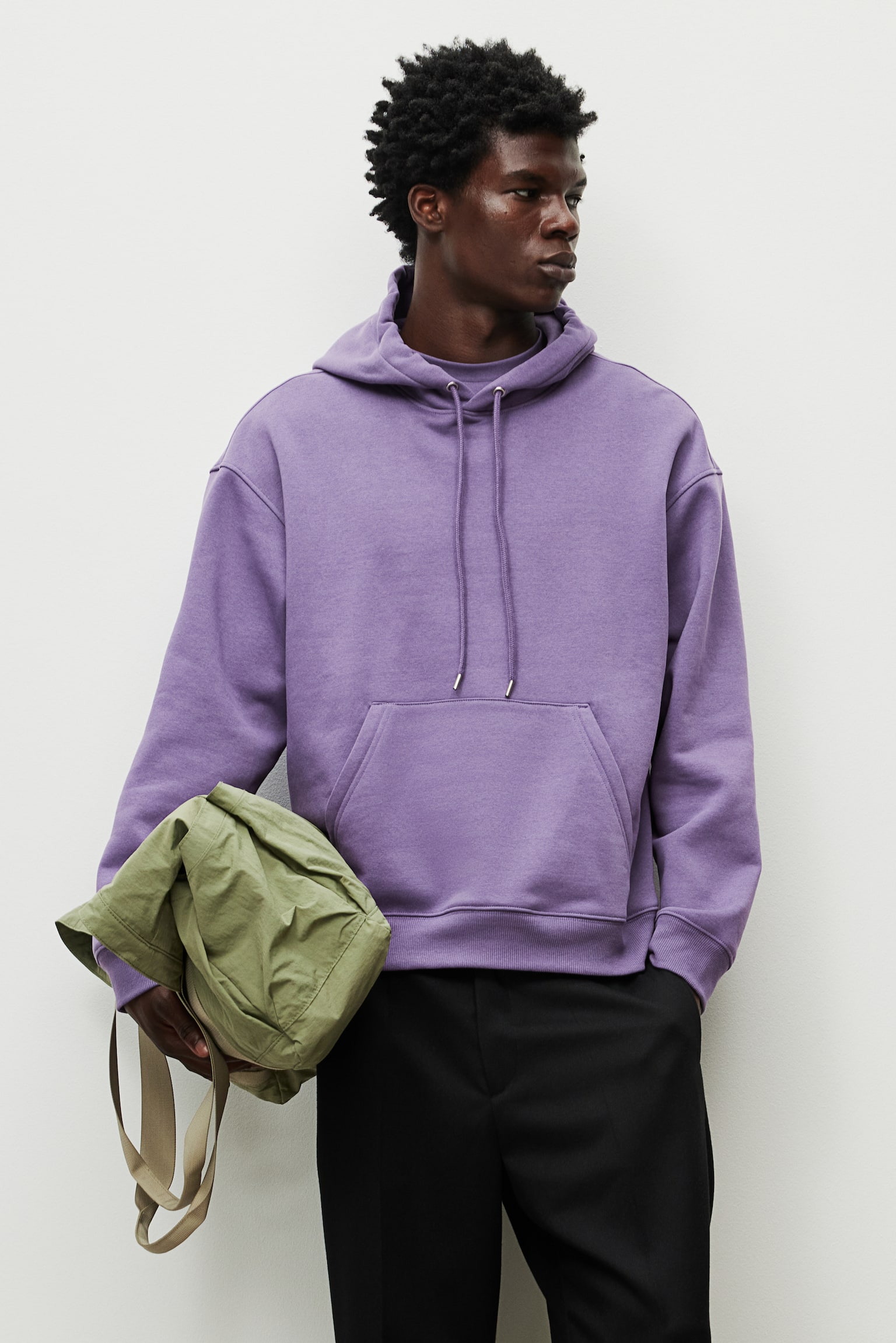 Loose Fit Hoodie - Purple/Forest green/Dark brown/Light beige/Black/Dark greige/White/Black/Burgundy/Light beige/Pistachio green/Light grey marl/Navy blue/Rust orange/Dark turquoise/Pink/Aubergine/Light greige/Burgundy - 4