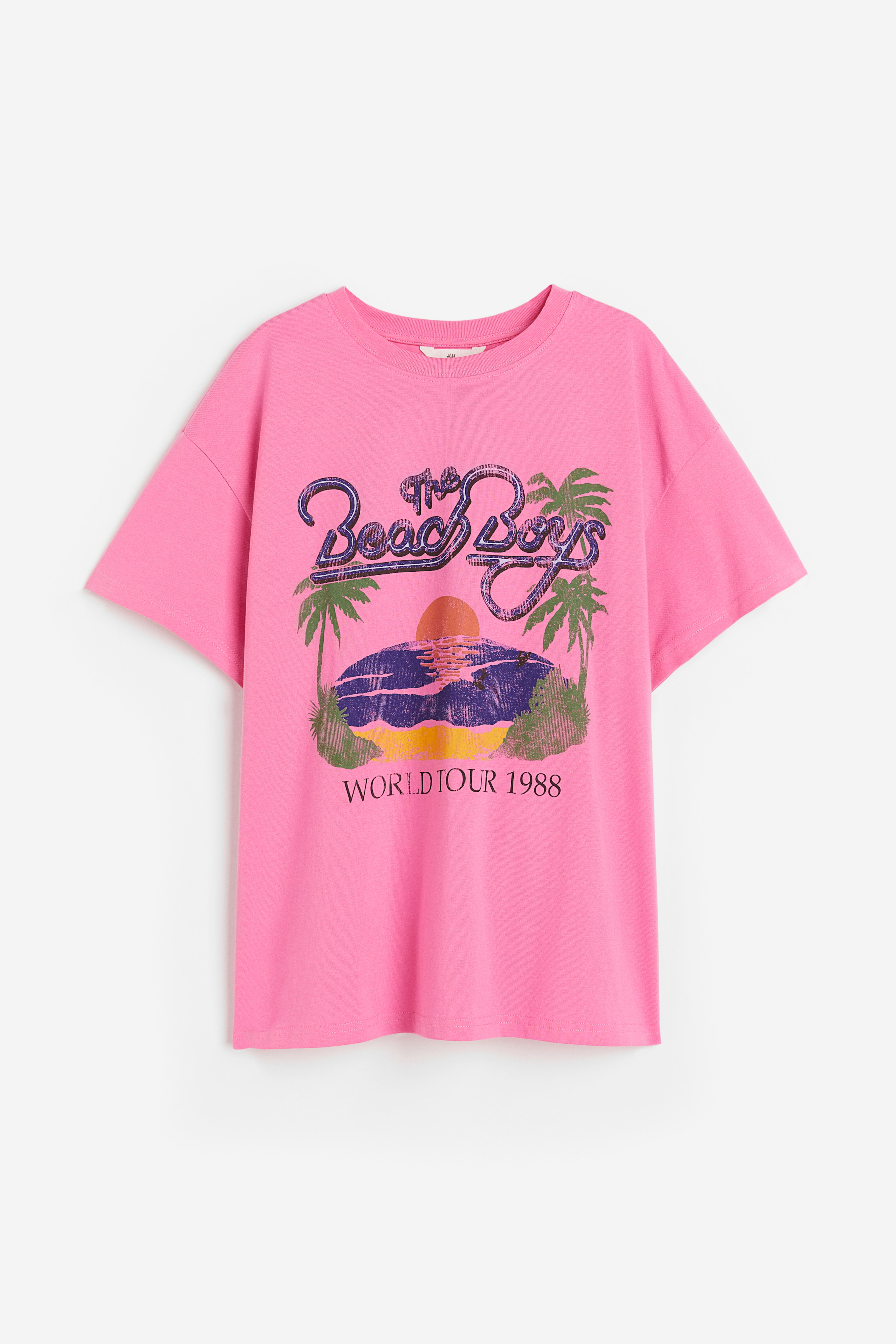 Oversized Printed T shirt Pink The Beach Boys Ladies H M CA