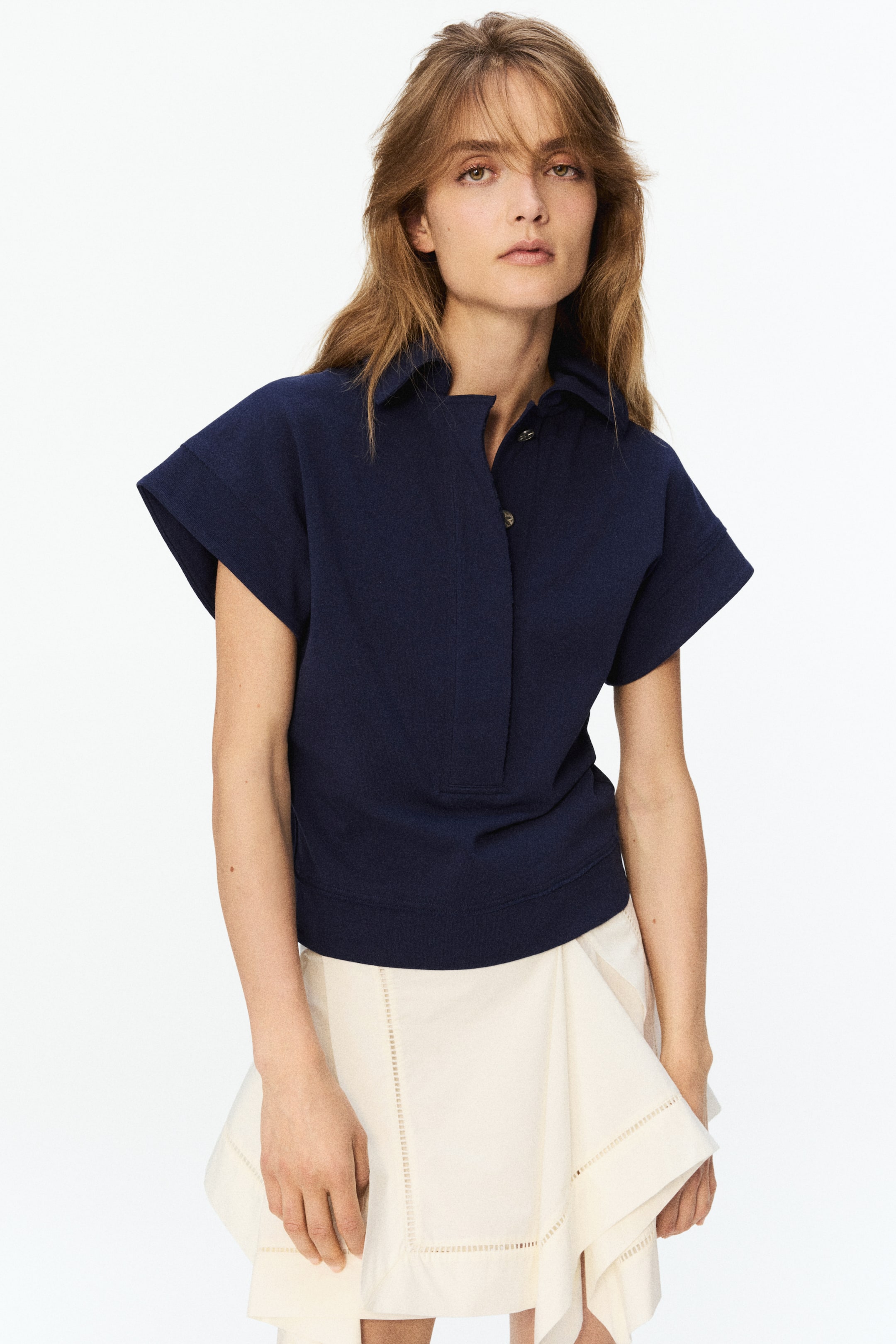 View larger image: Cotton polo shirt - Navy blue - Ladies | H&M 1