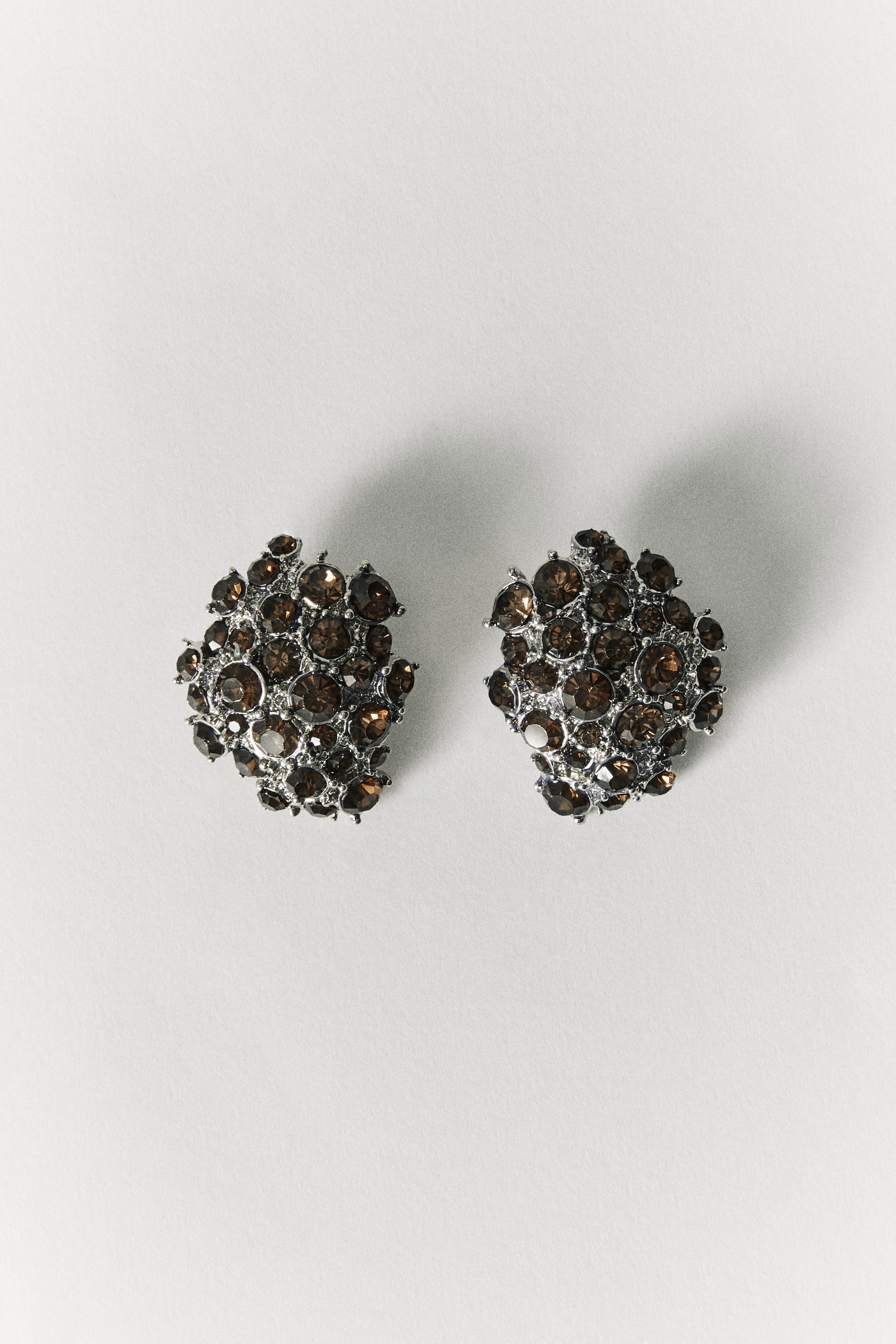 View larger image: Embellished statement earrings - Silver-coloured/Dark brown - Ladies | H&M 1