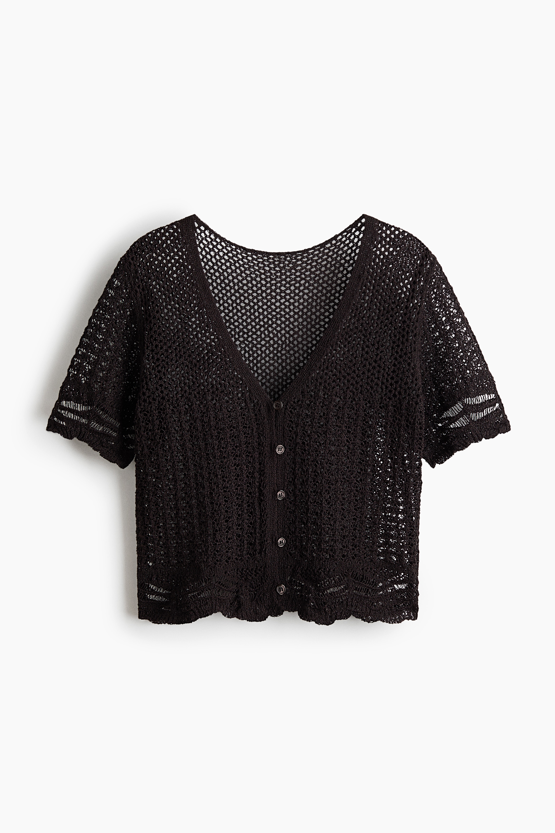 Crochet-Look Beach Top - Dark brown