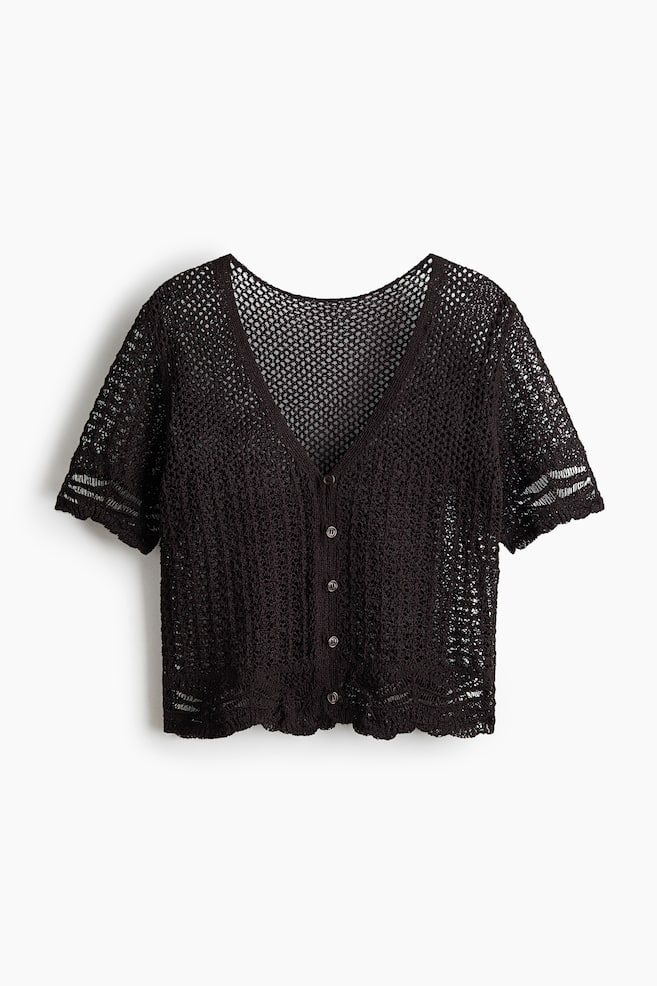 Crochet-look beach top - Dark brown - 1
