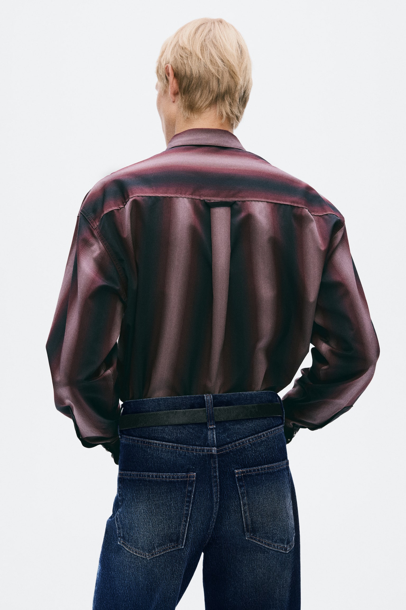 Мужская рубашка H&M Regular-Fit Pima Cotton, цвет: Бордовый / Полосатый — фото 5