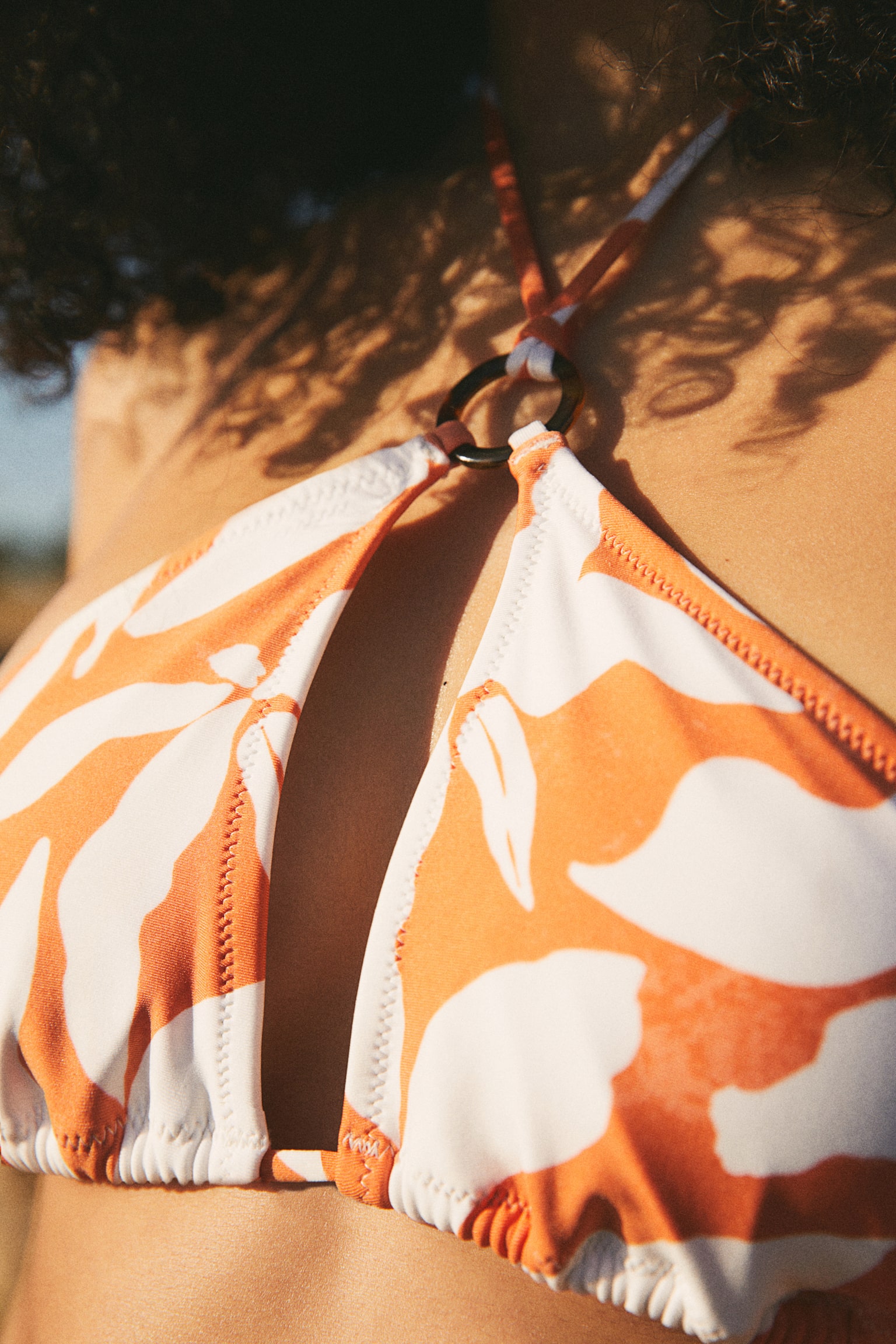 Padded halterneck bikini top - Orange/Patterned/Black/Brown - 5