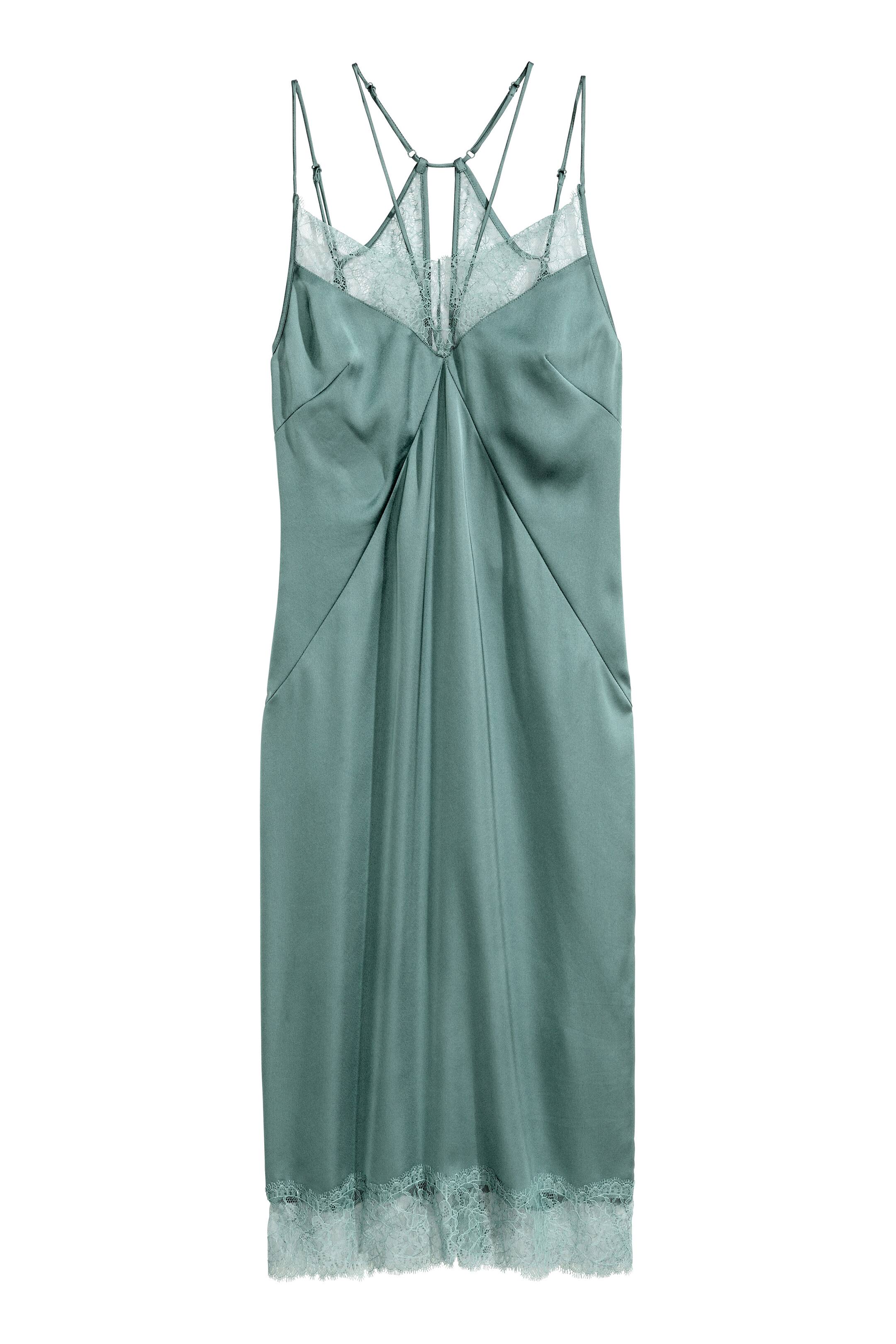 View larger image: Satin slip dress - Dusky green - Ladies | H&M GB 1