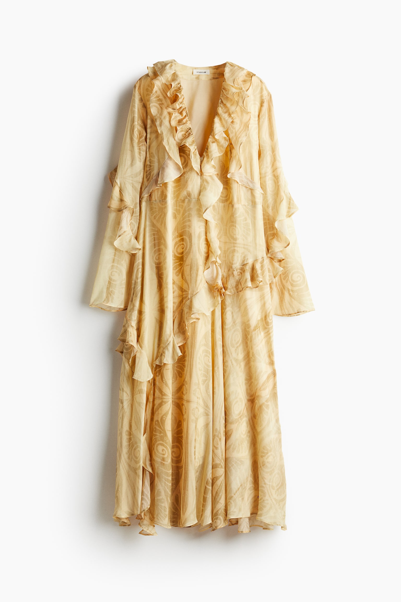 Ruffled patterned dress - Pastel yellow/Patterned - 2