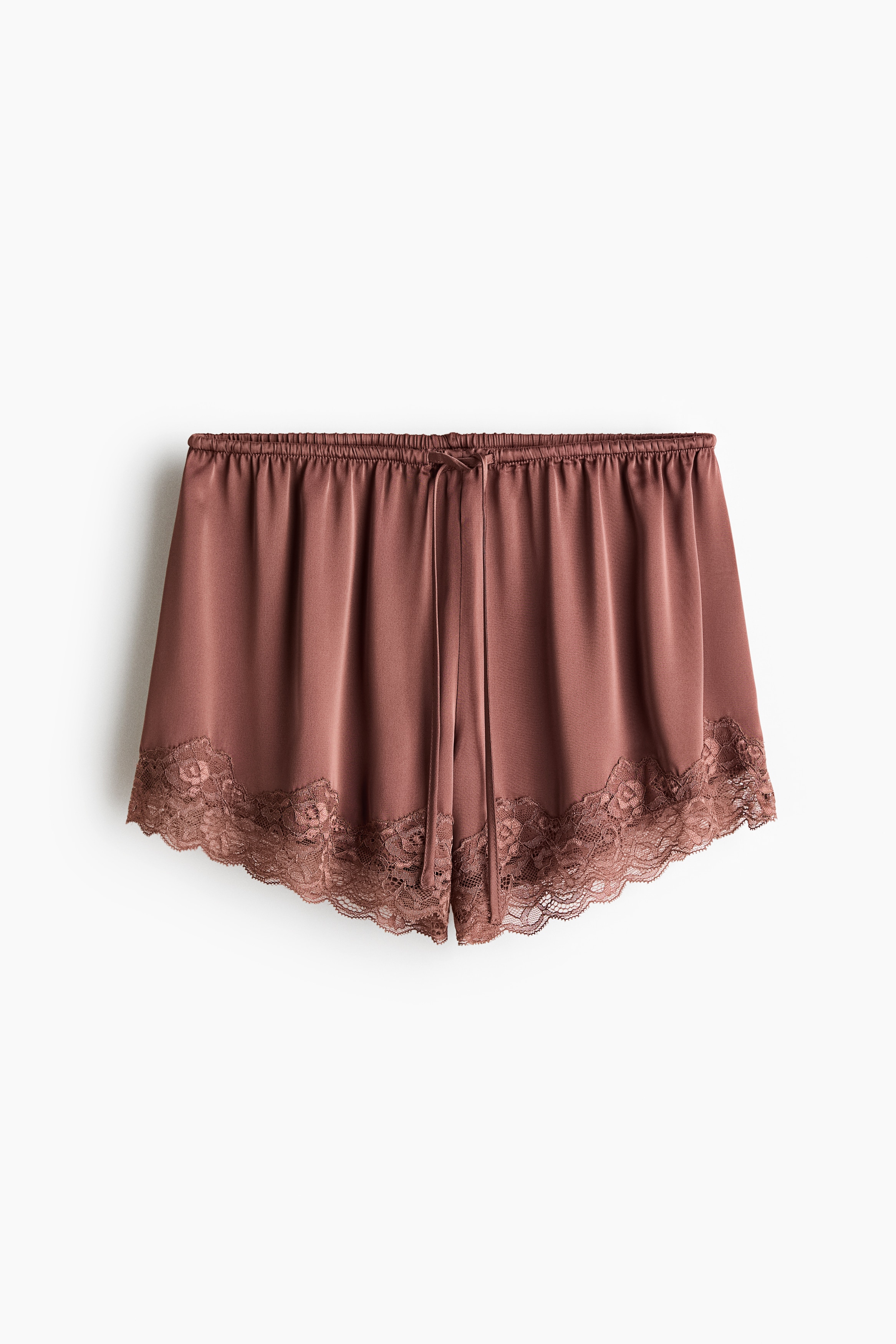 Short en satin avec dentelle - Rose ancien foncé