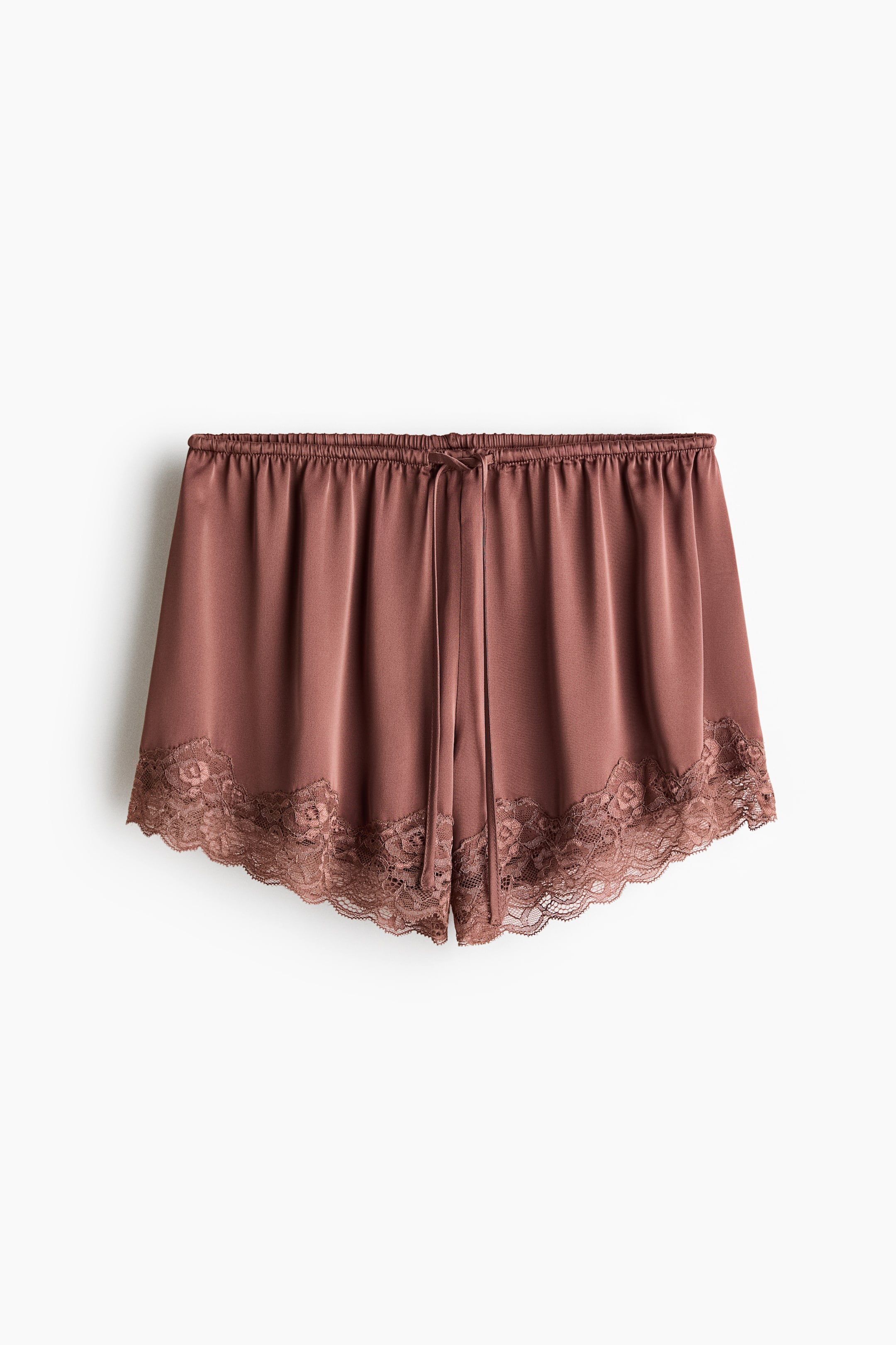 Agrandir l'image: Short en satin avec dentelle - Rose ancien foncé - FEMME | H&M FR 1