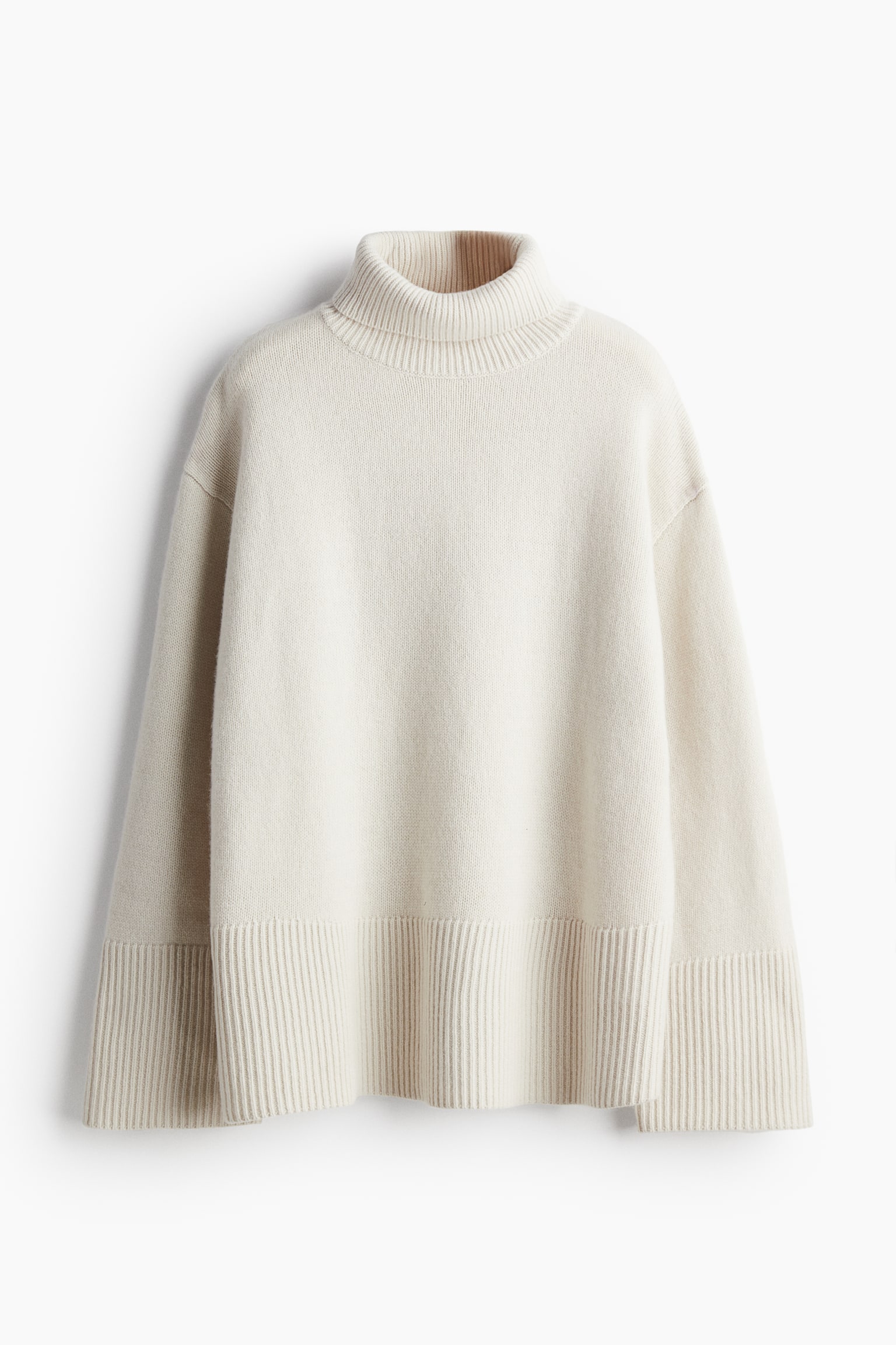 Cashmere-blend polo-neck jumper - Natural white/Light greige/Dark grey marl/Dark brown - 2