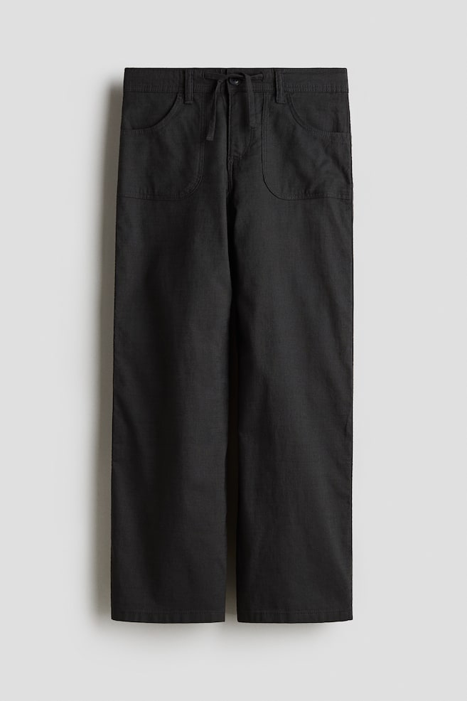 Pantalon large en coton - Noir/Blanc - 1