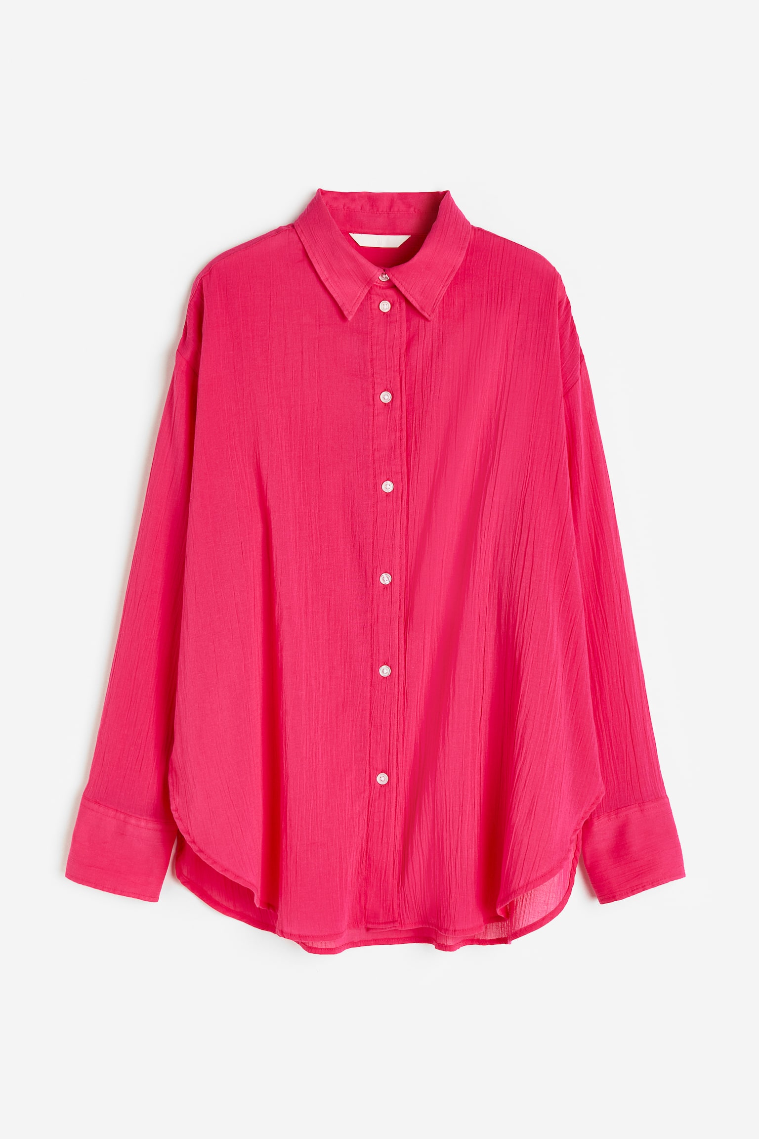 Oversized Crinkled Shirt - Cerise/White/Black - 1