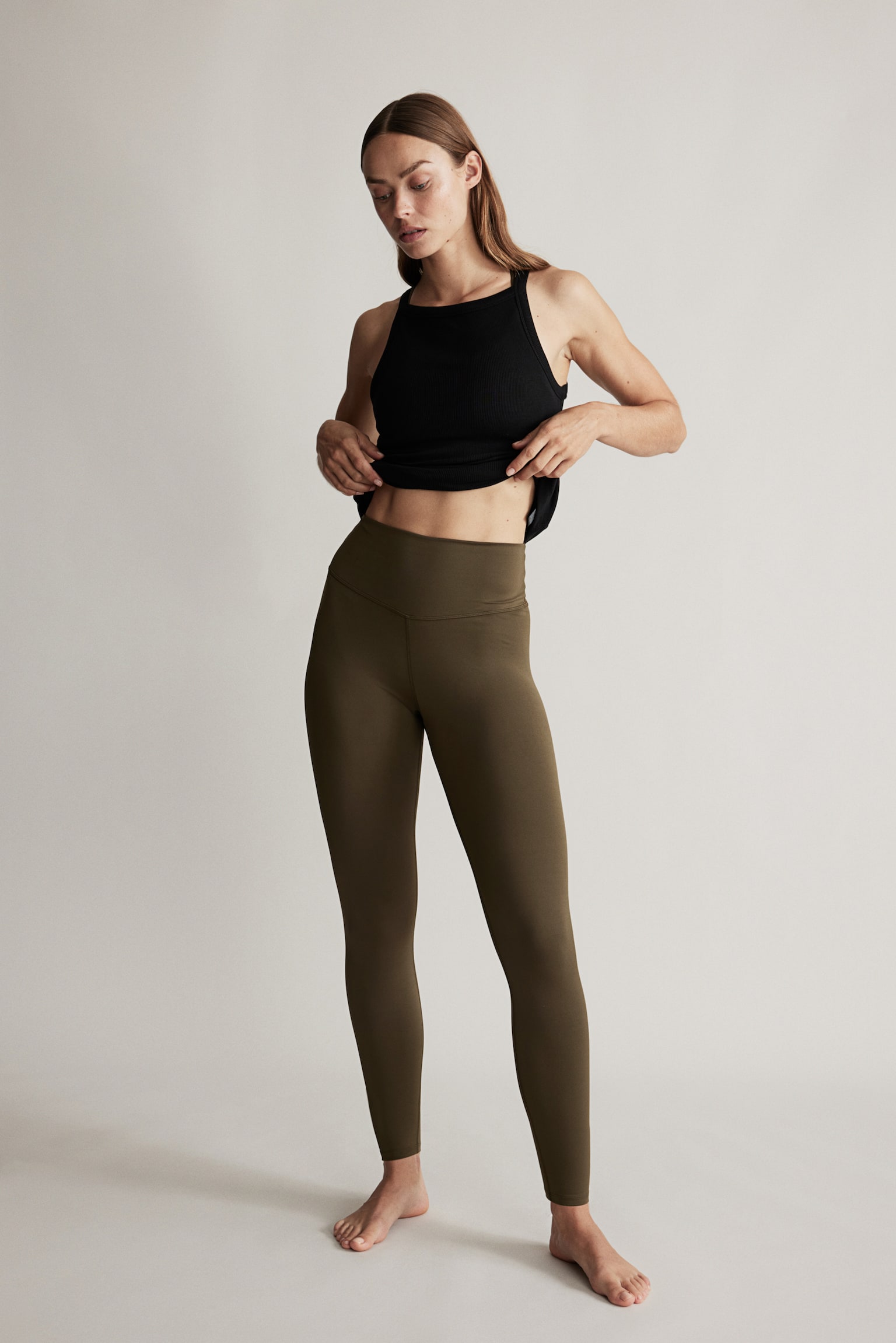 Sports leggings in SoftMove™ - Khaki green/Black/Dusty purple - 3