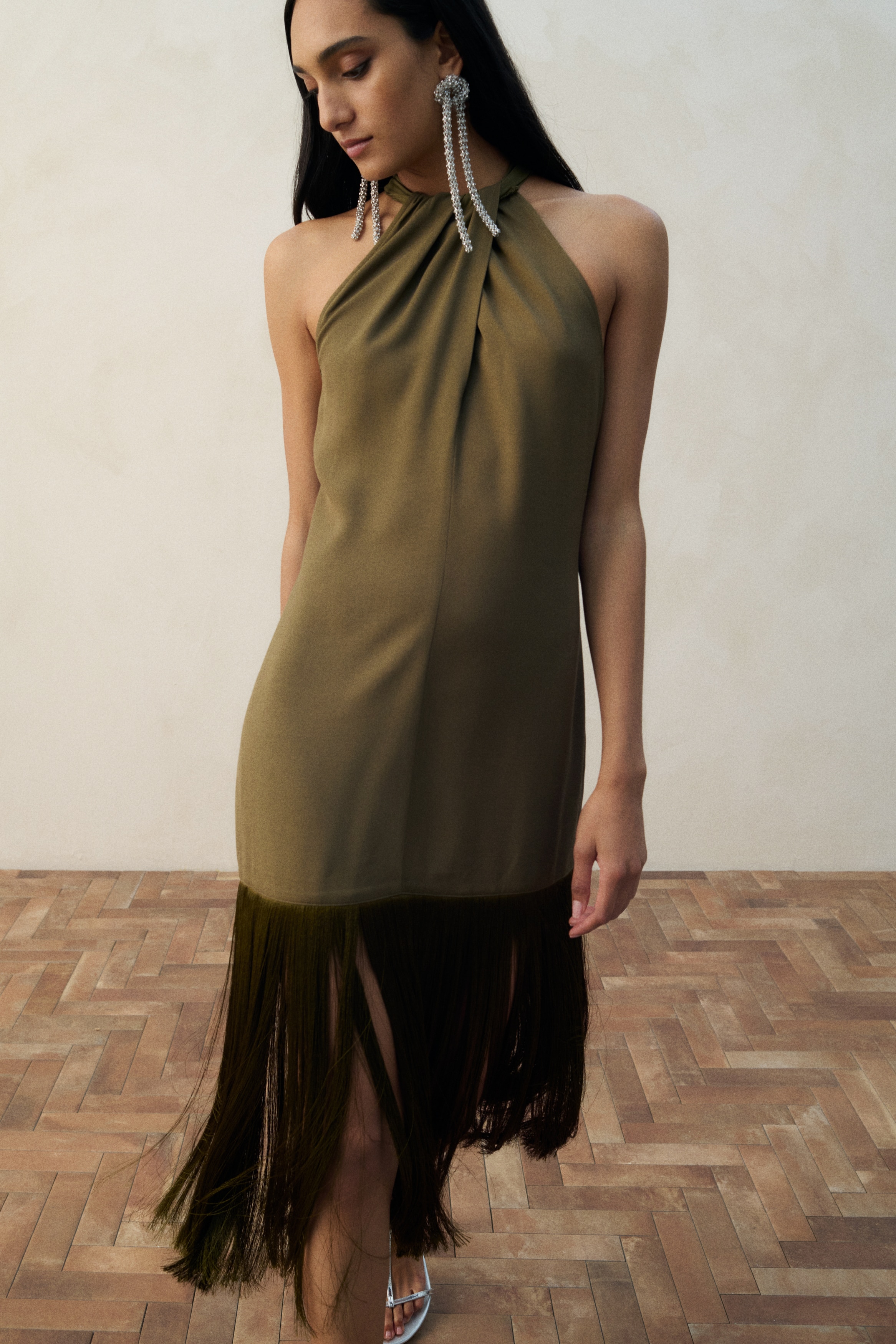 h and m green fringe dress H&m fringe dress