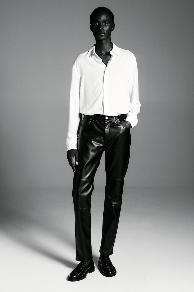 Pantalon Slim Fit - Noir/Marron foncé - 4