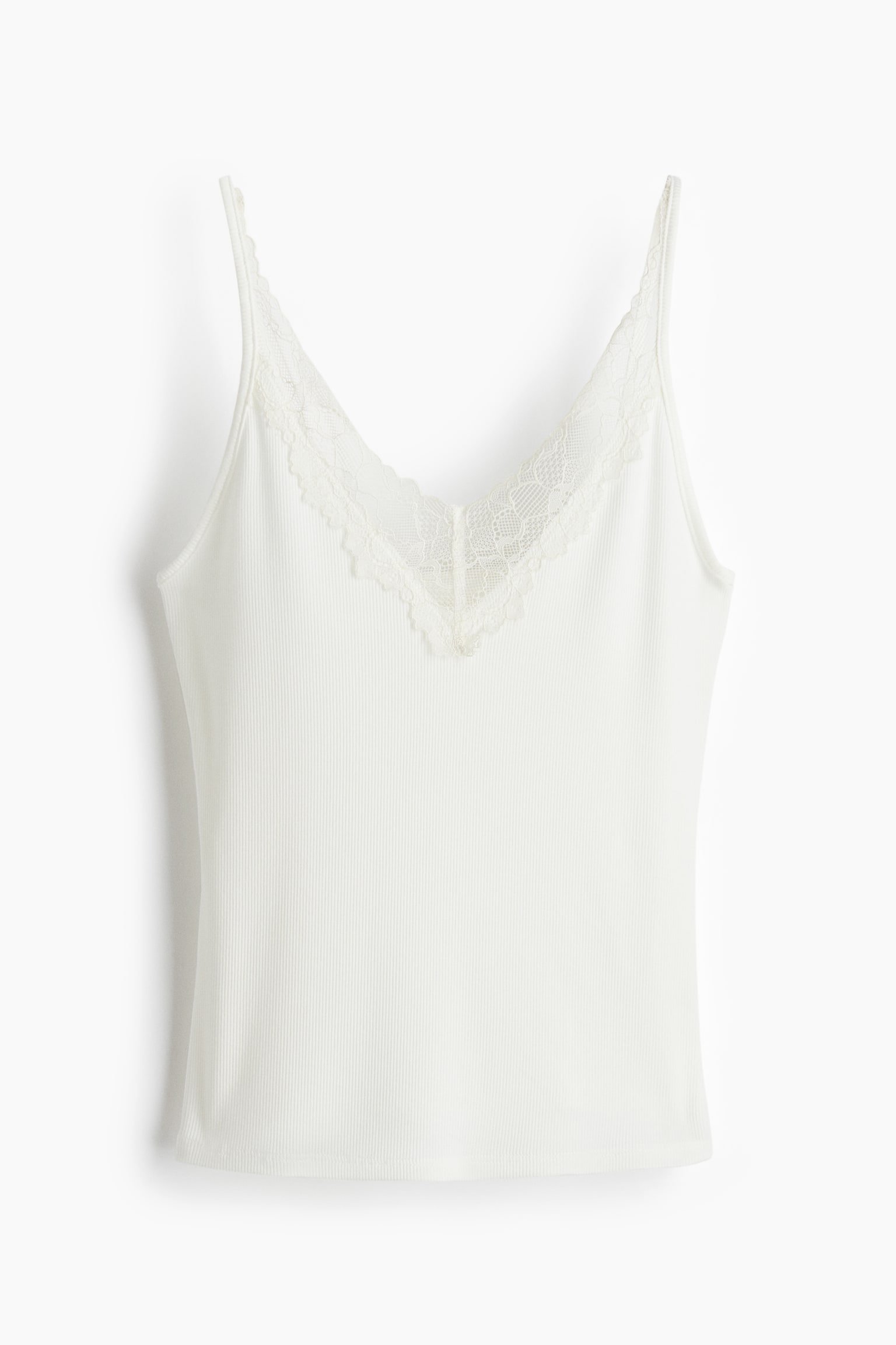 Lace-Trimmed Camisole Top - White/Brown/Black/Dark purple