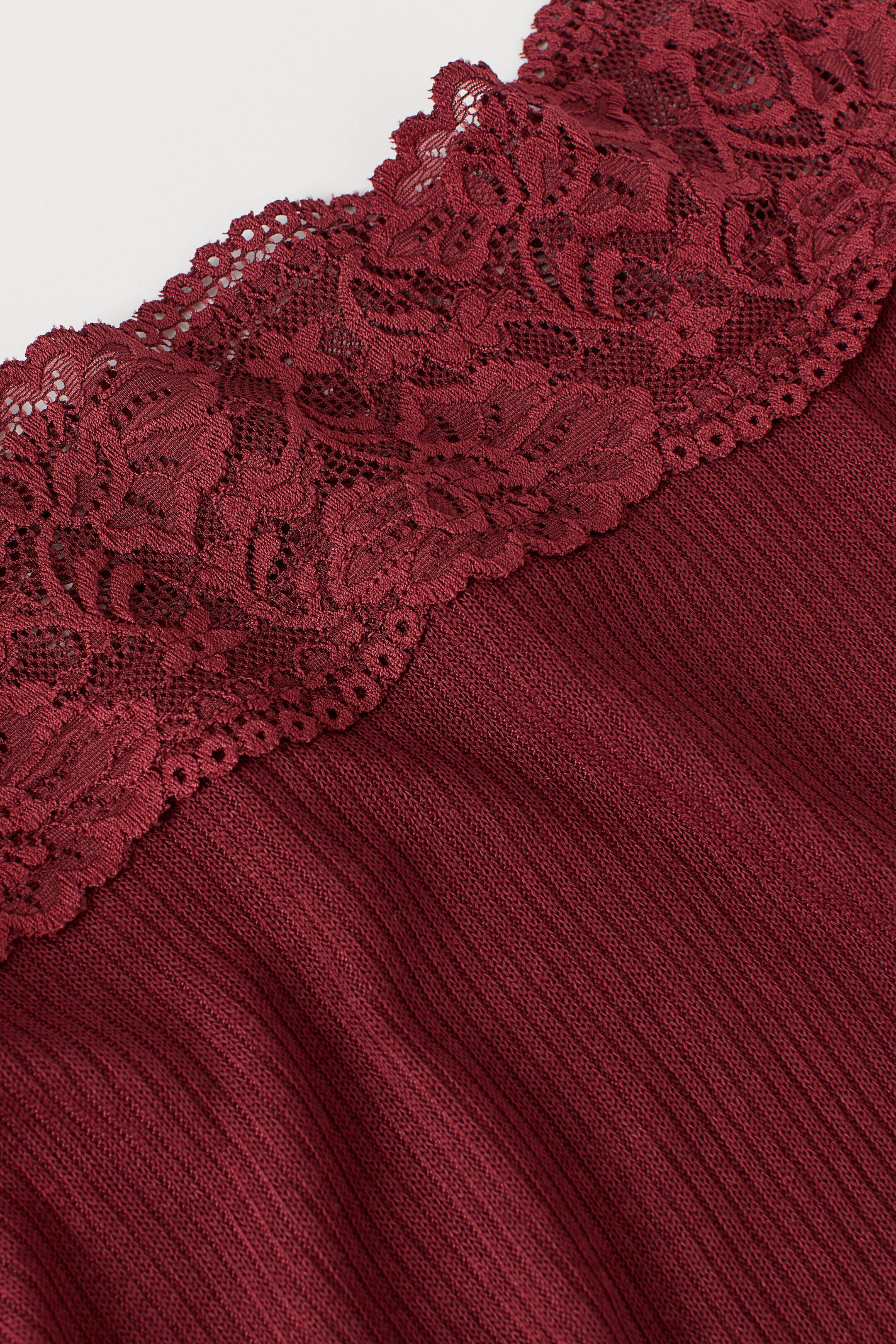 Off shoulder-topp - Langt erme - Mørk rød - DAME | H&M NO