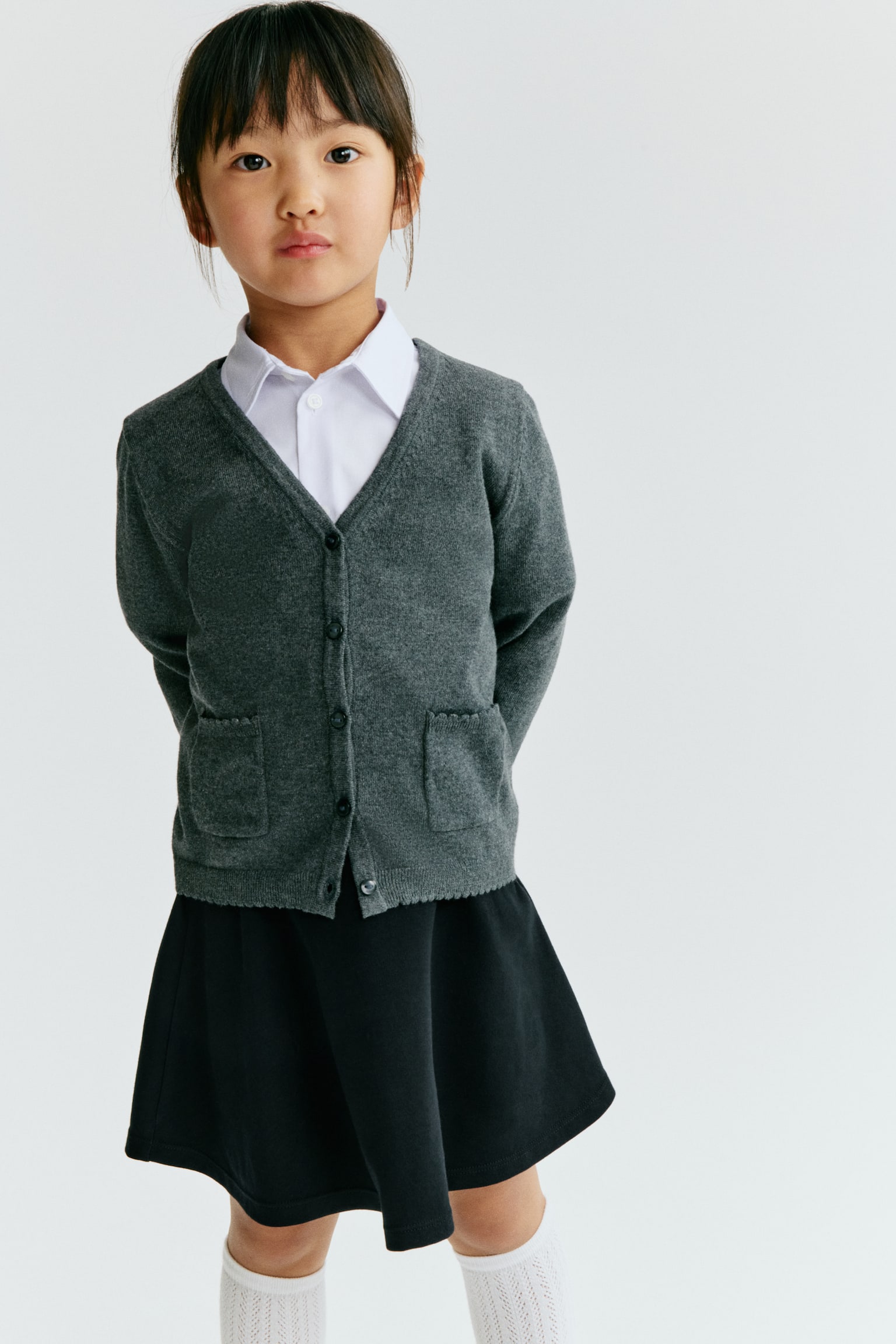 Jersey school skirt - Black/Navy blue/Dark grey marl - 1