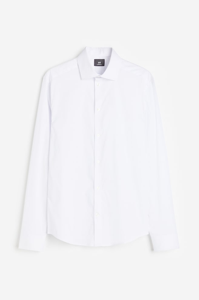 Skjorte med stretch Slim Fit - Hvid/Sort/Lyseblå - 2