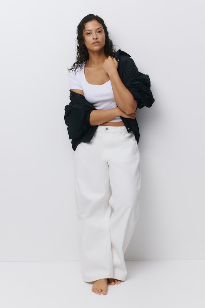 Ribbed cotton T-shirt-White - 6